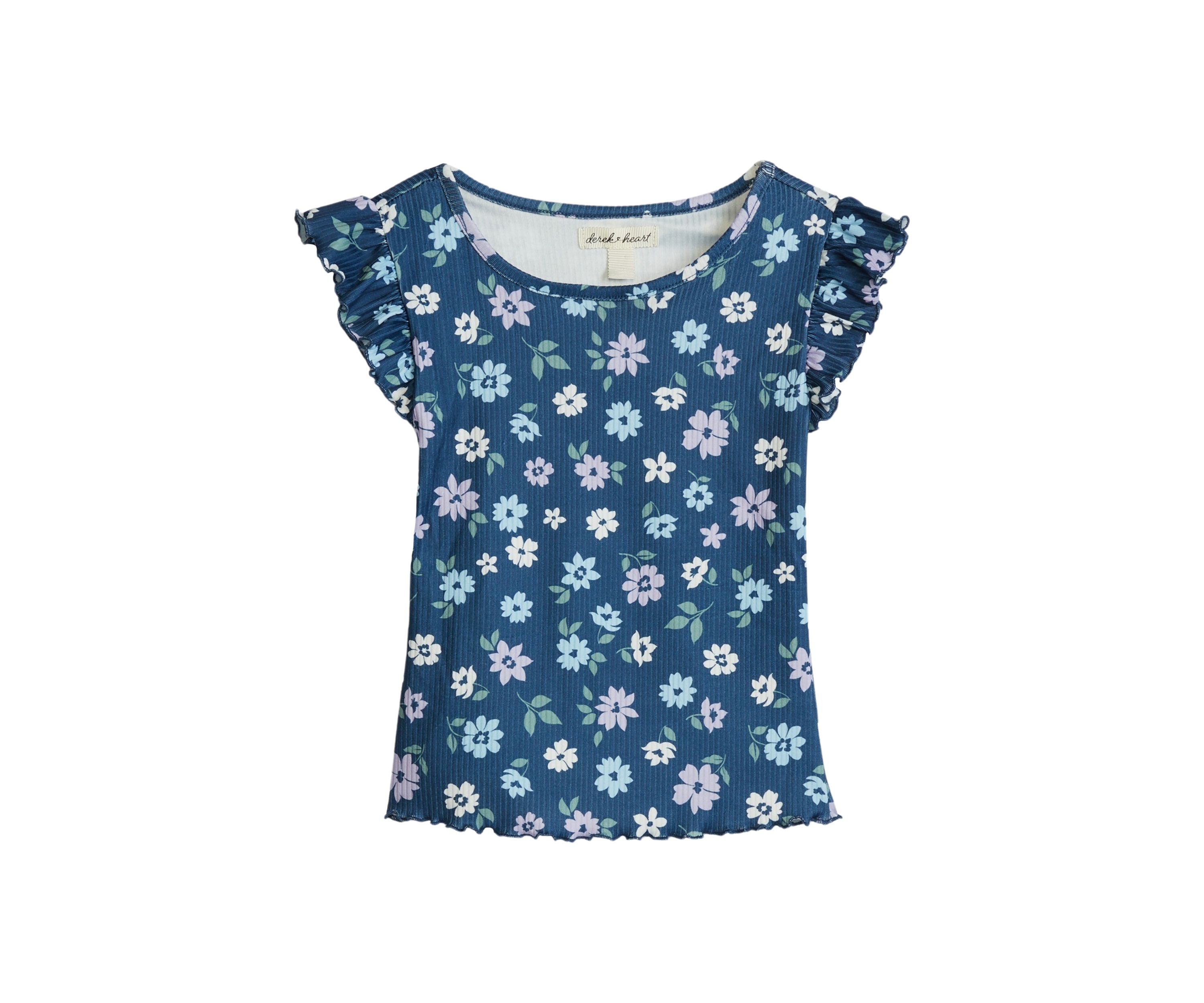 Girls 4-6x Flutter Sleeve Patchwork Print Shirt 