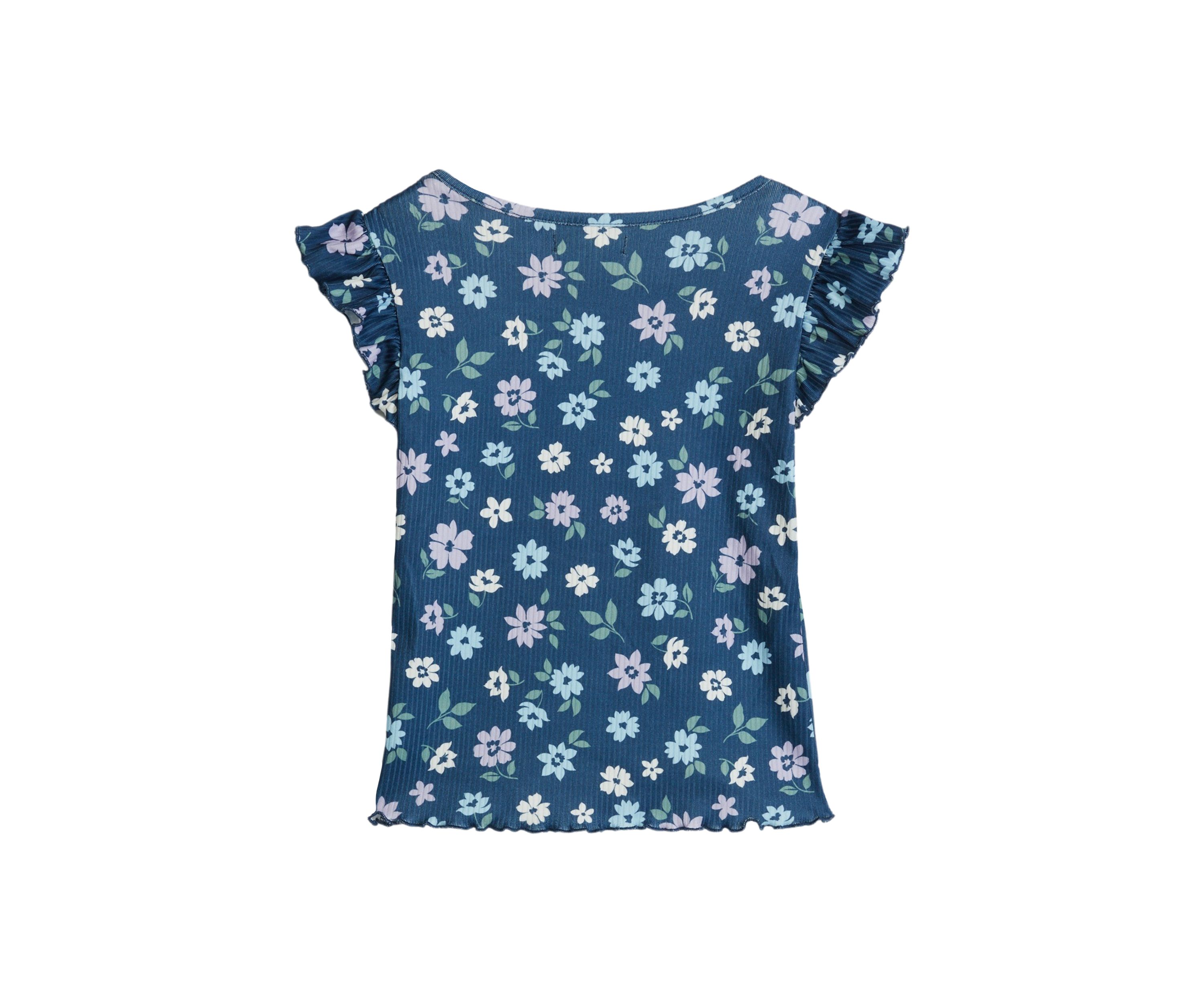 Girls 4-6x Flutter Sleeve Patchwork Print Shirt 
