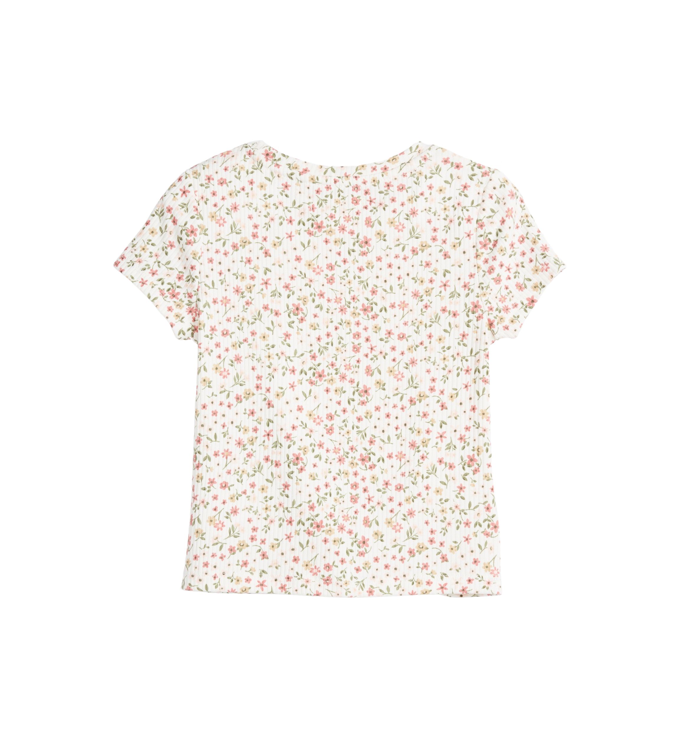 Girls 4-6x Short Sleeve Ribbed Twist Front T-Shirt