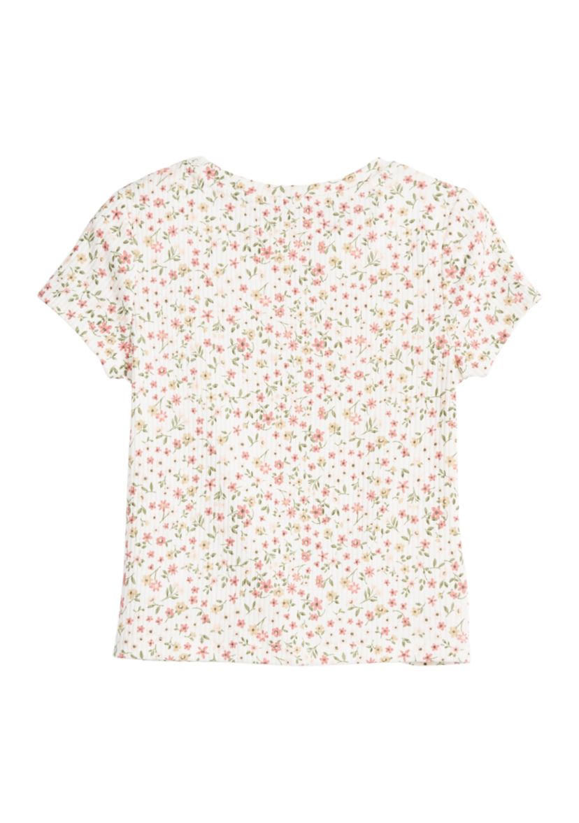 Girls 4-6x Short Sleeve Ribbed Twist Front T-Shirt