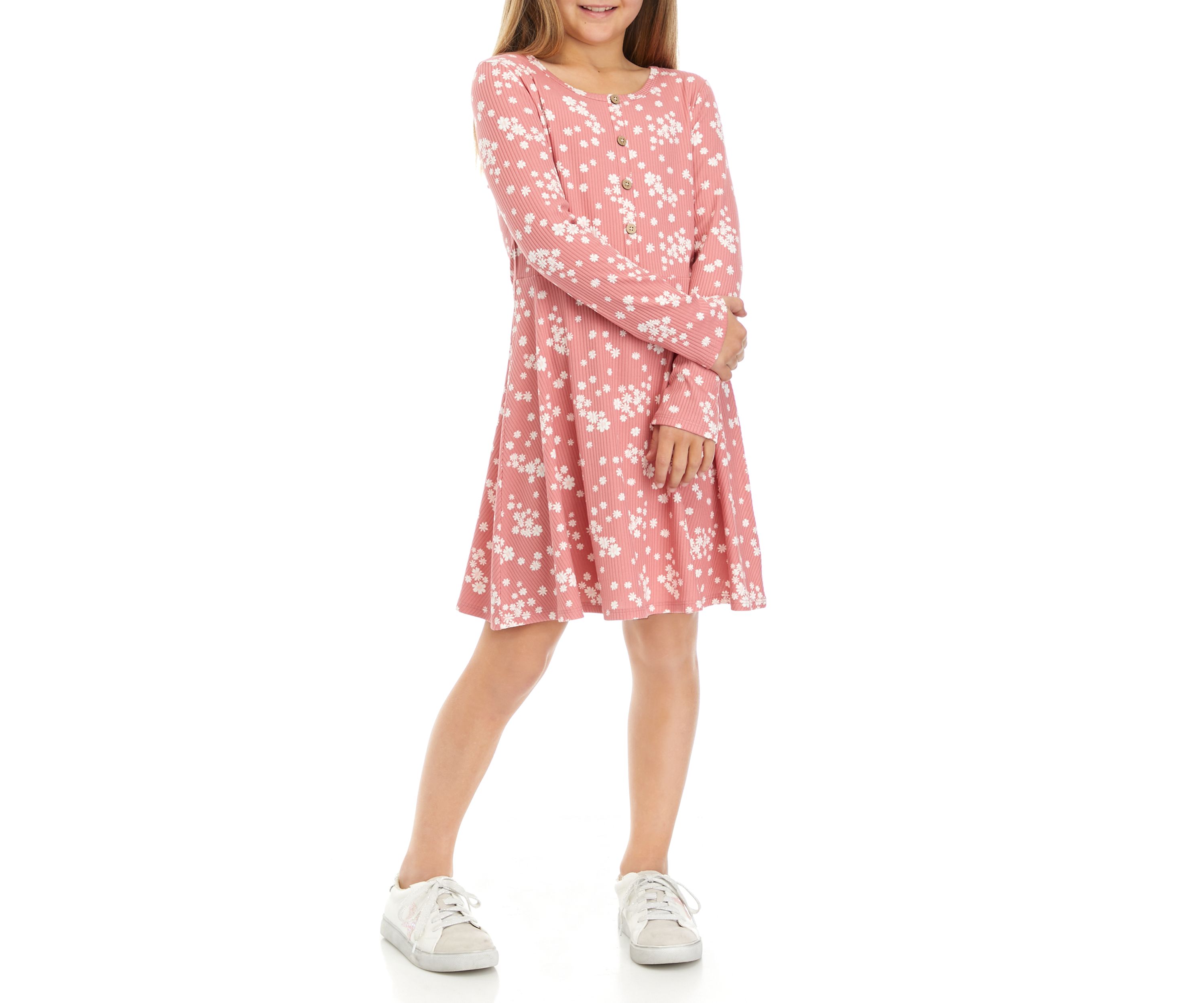 Girls 7-16 Ribbed Skater Dress