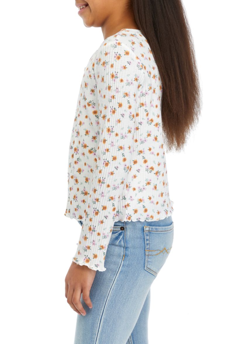 Girls 7-16 Ribbed Cardigan Cami Set 