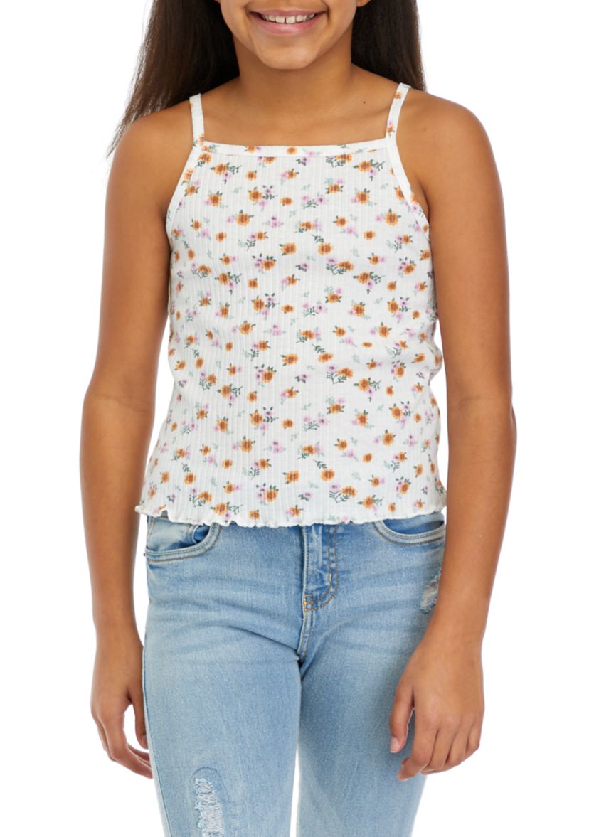 Girls 7-16 Ribbed Cardigan Cami Set 