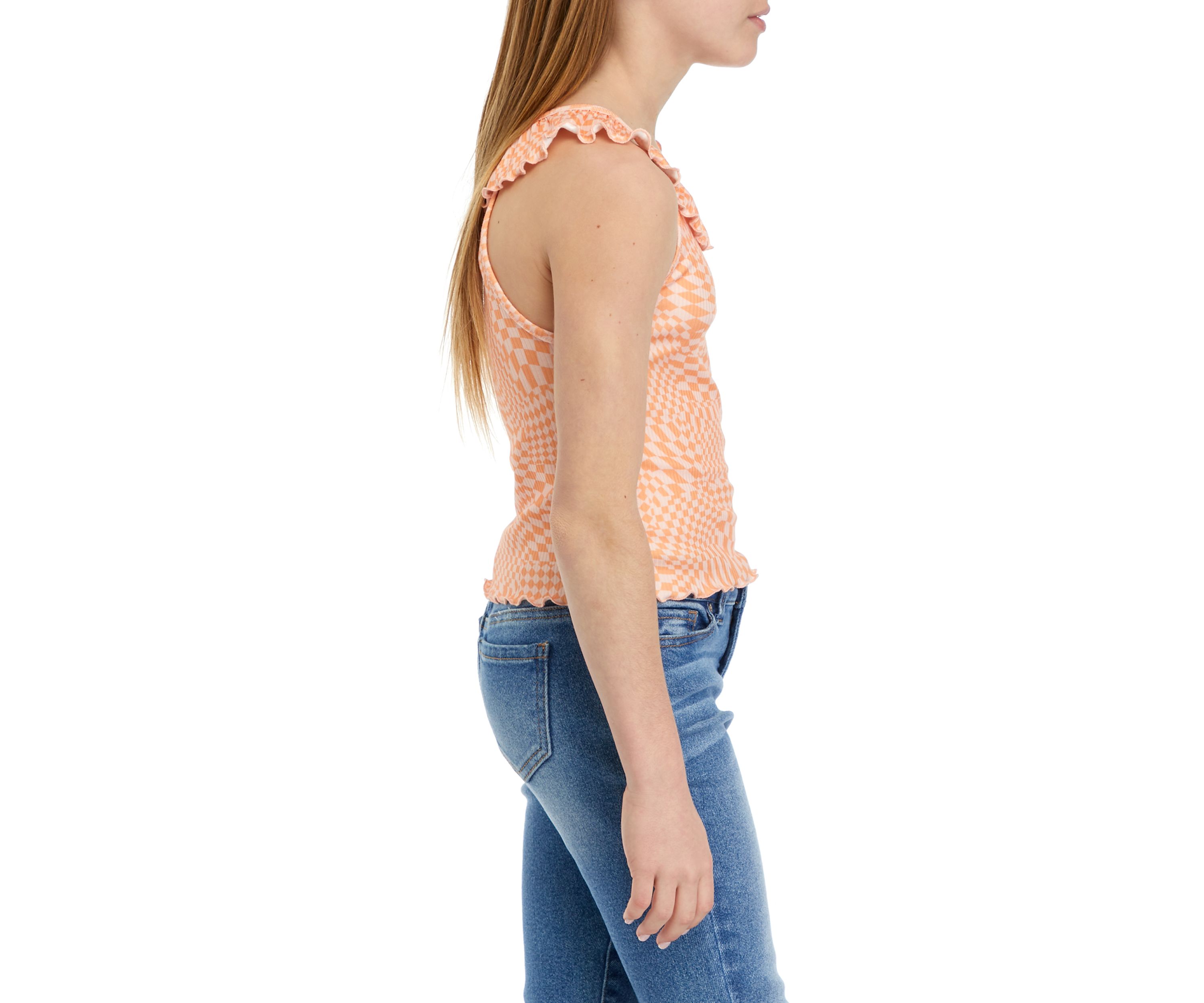 Girls 7-16 Ribbed Top with Ruffles