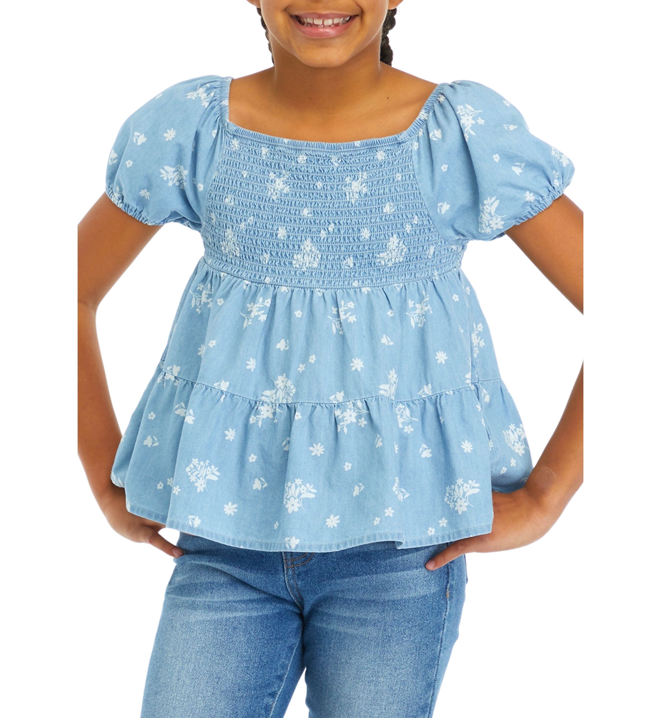 Girls 7-16 Smocked Peasant Top