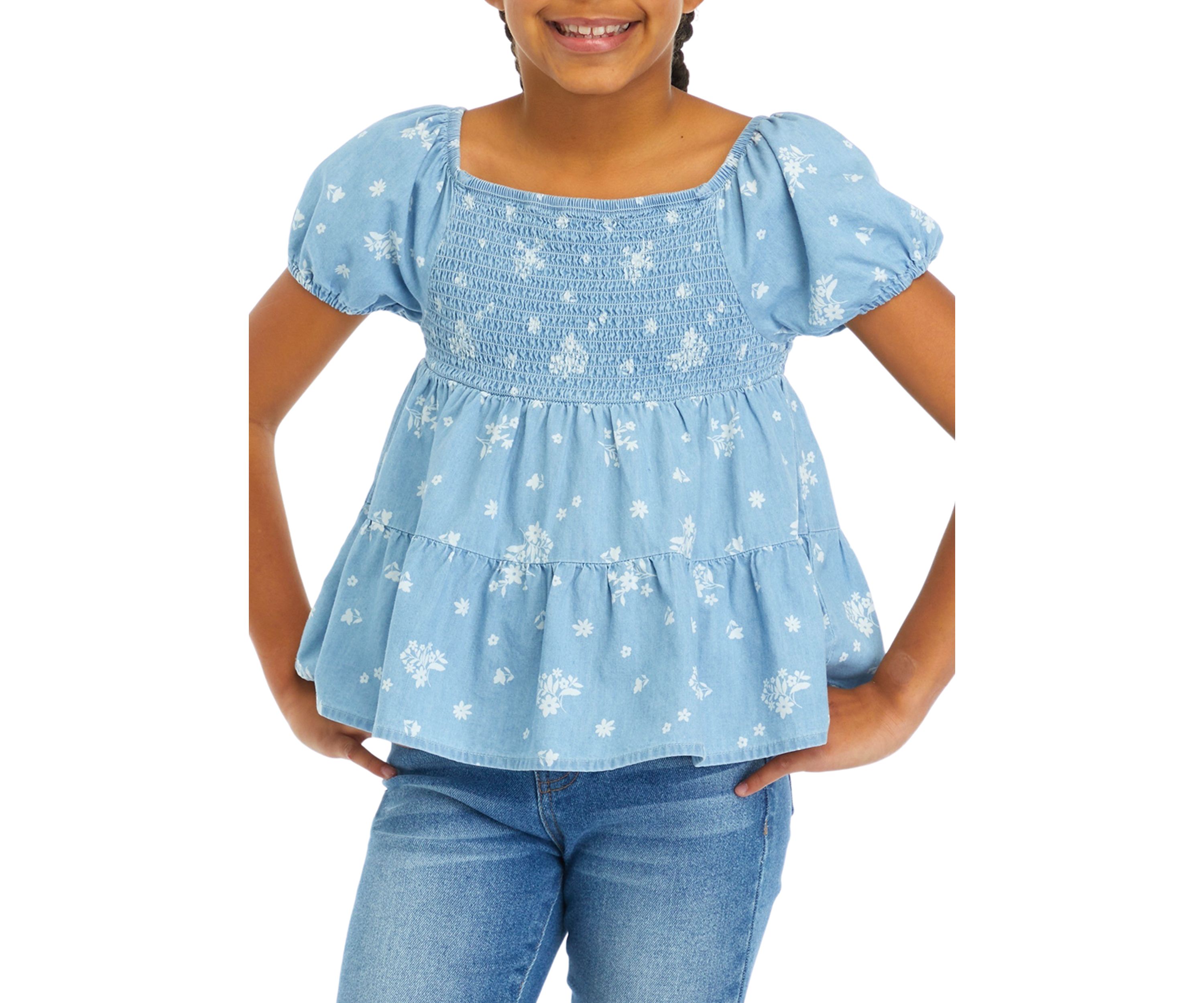 Girls 7-16 Smocked Peasant Top