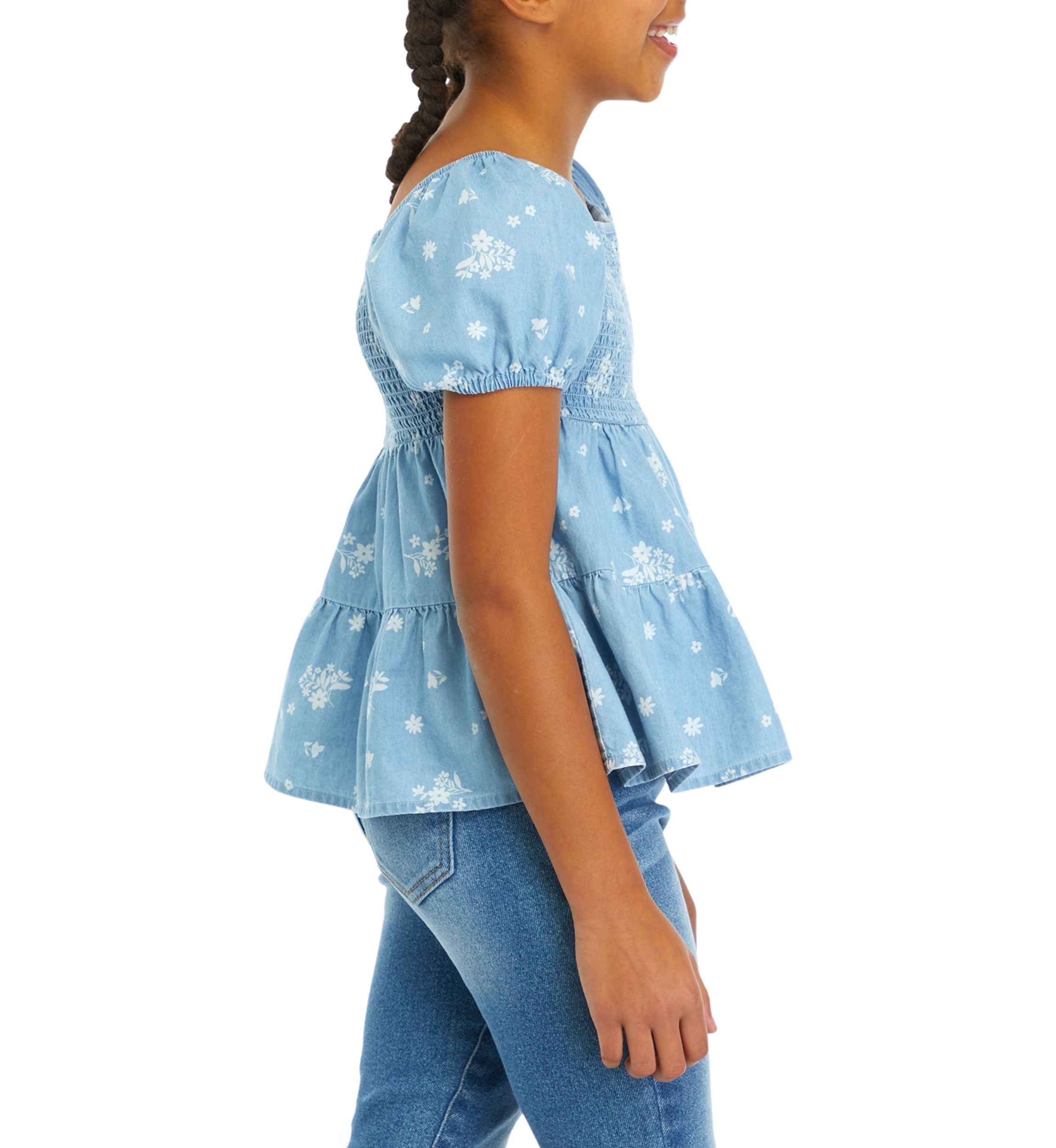 Girls 7-16 Smocked Peasant Top