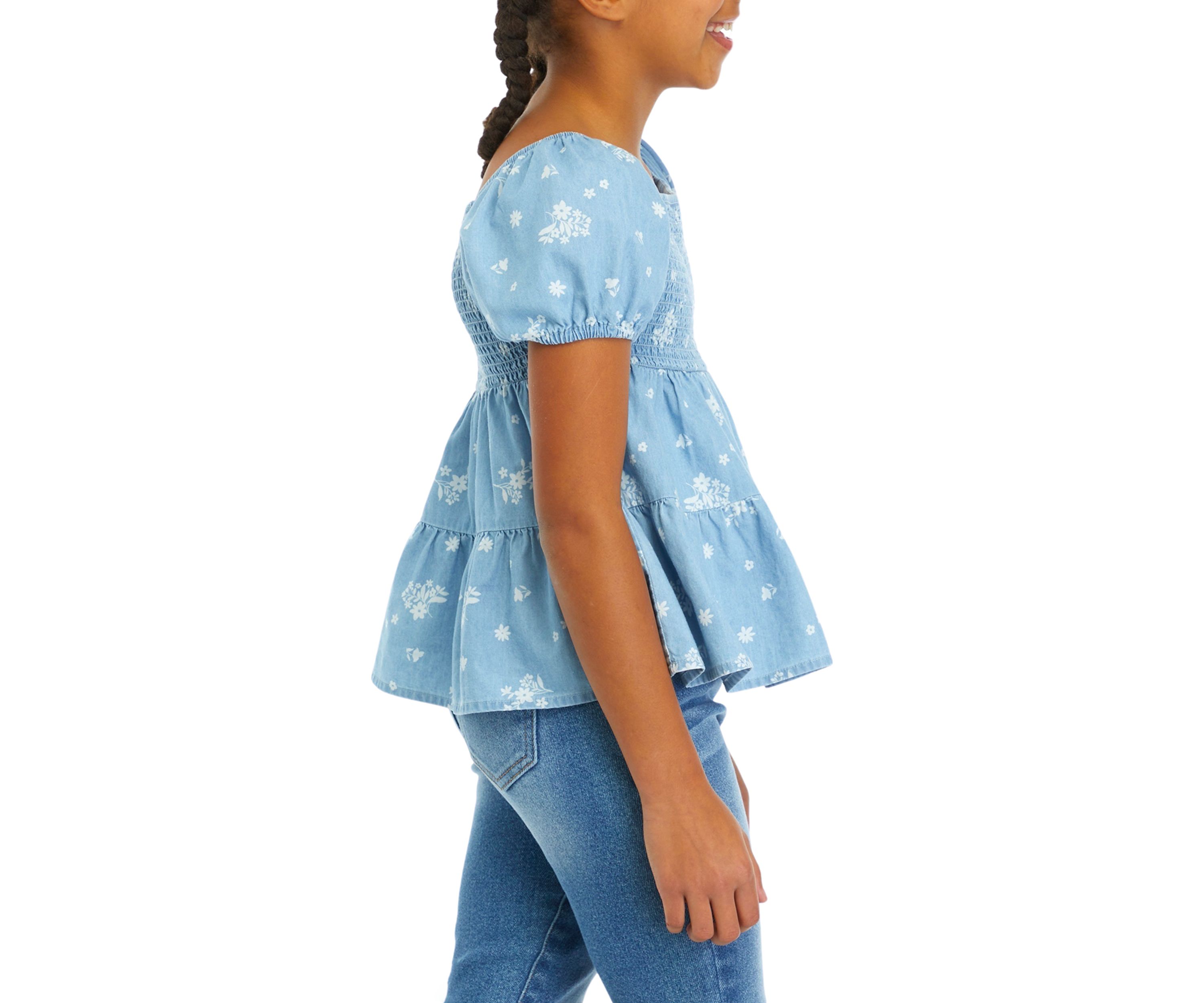 Girls 7-16 Smocked Peasant Top