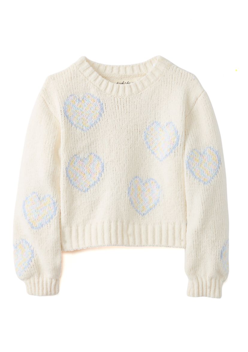 Girls 4-6x Ombré Flowers Crew Neck Sweater