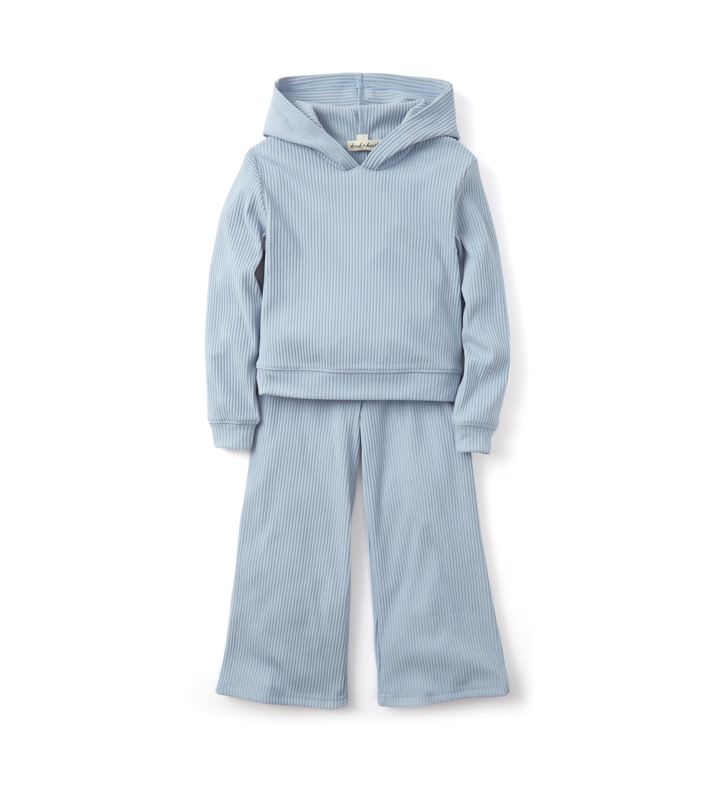 Girls 4-6x Ribbed Knit Knit Hooded Top and Pants Set