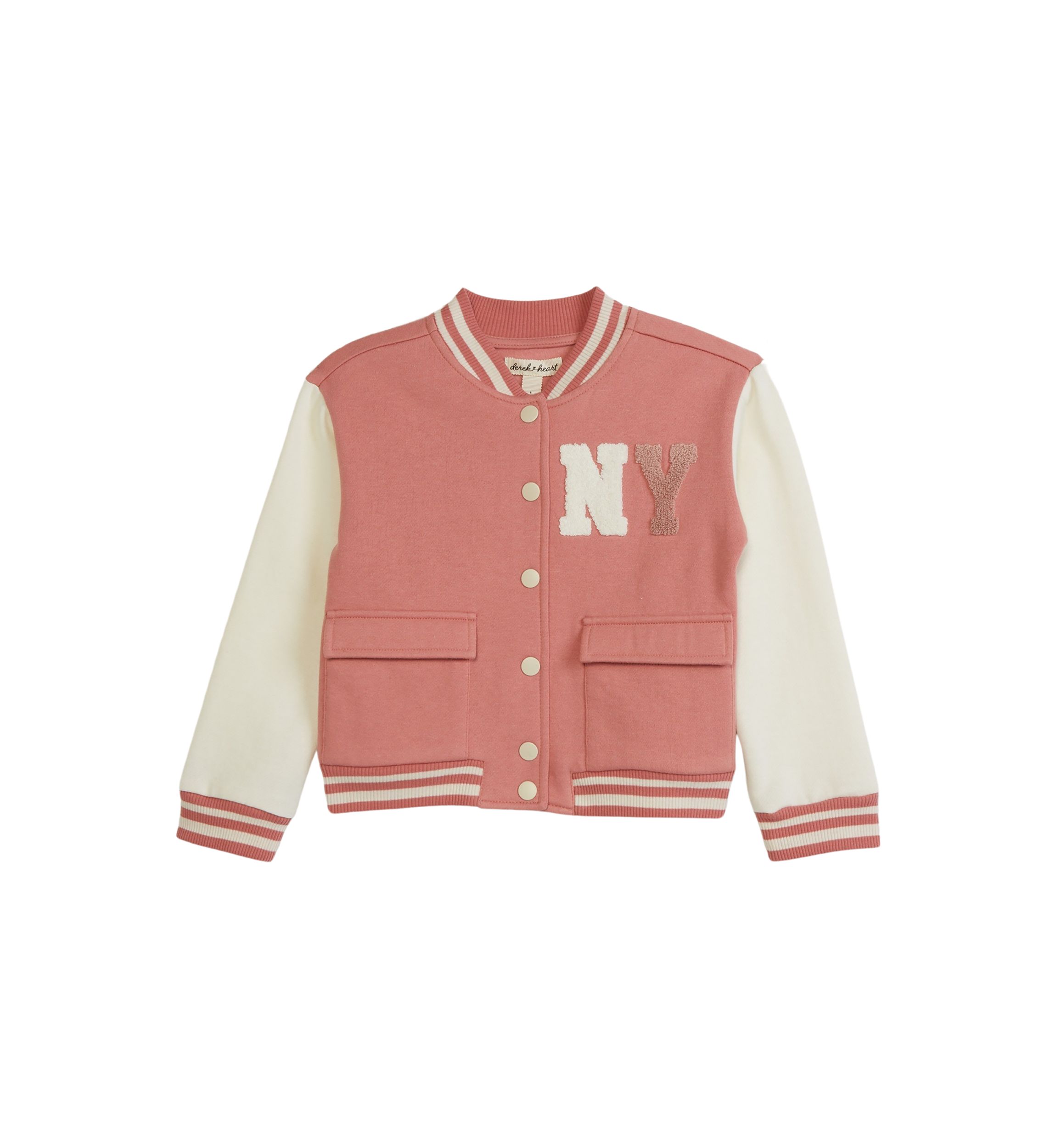 Girls 4-6x French Terry Varsity Bomber Jacket