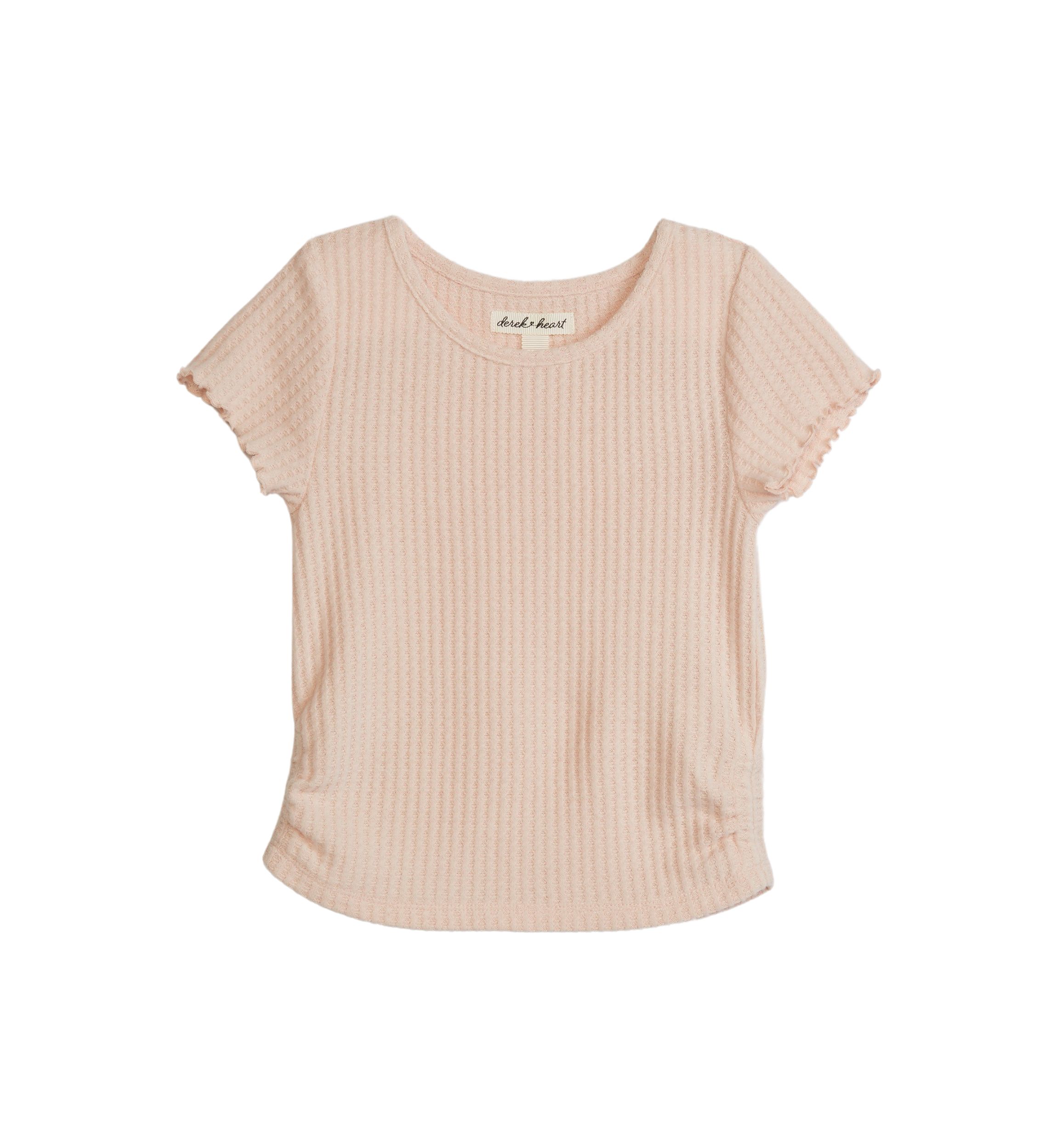 Girls 4-6x Short Sleeve Brushed Waffle Top 