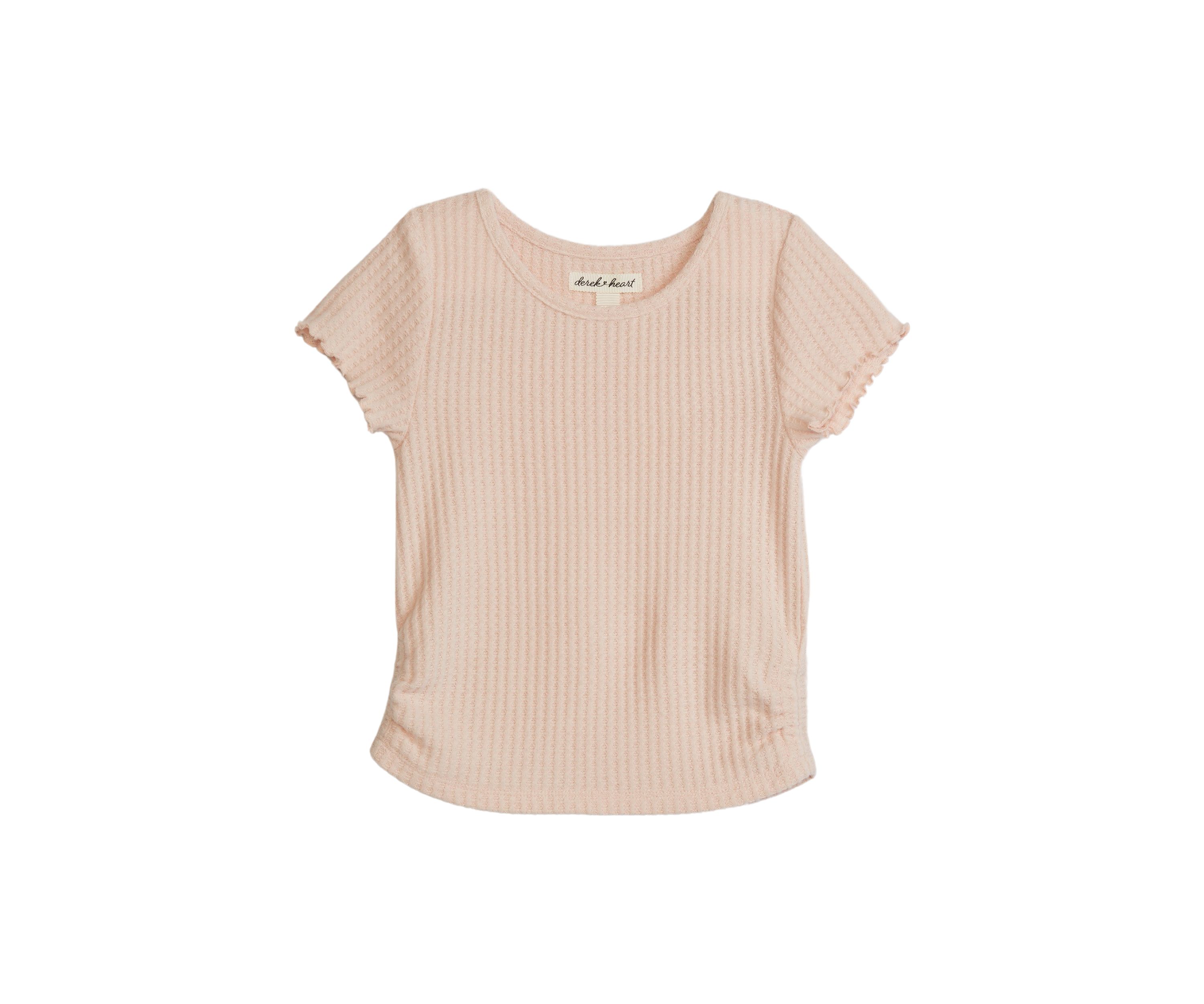Girls 4-6x Short Sleeve Brushed Waffle Top 