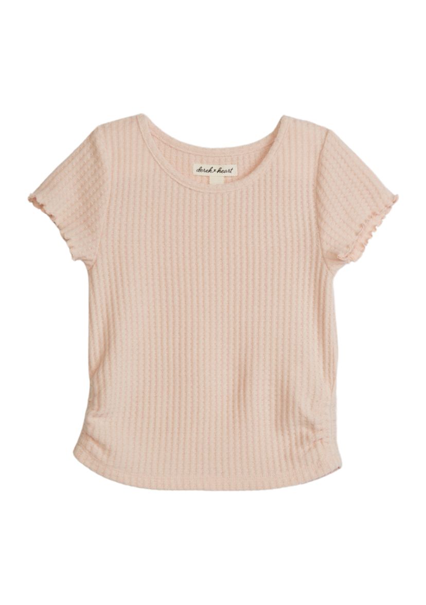 Girls 4-6x Short Sleeve Brushed Waffle Top 