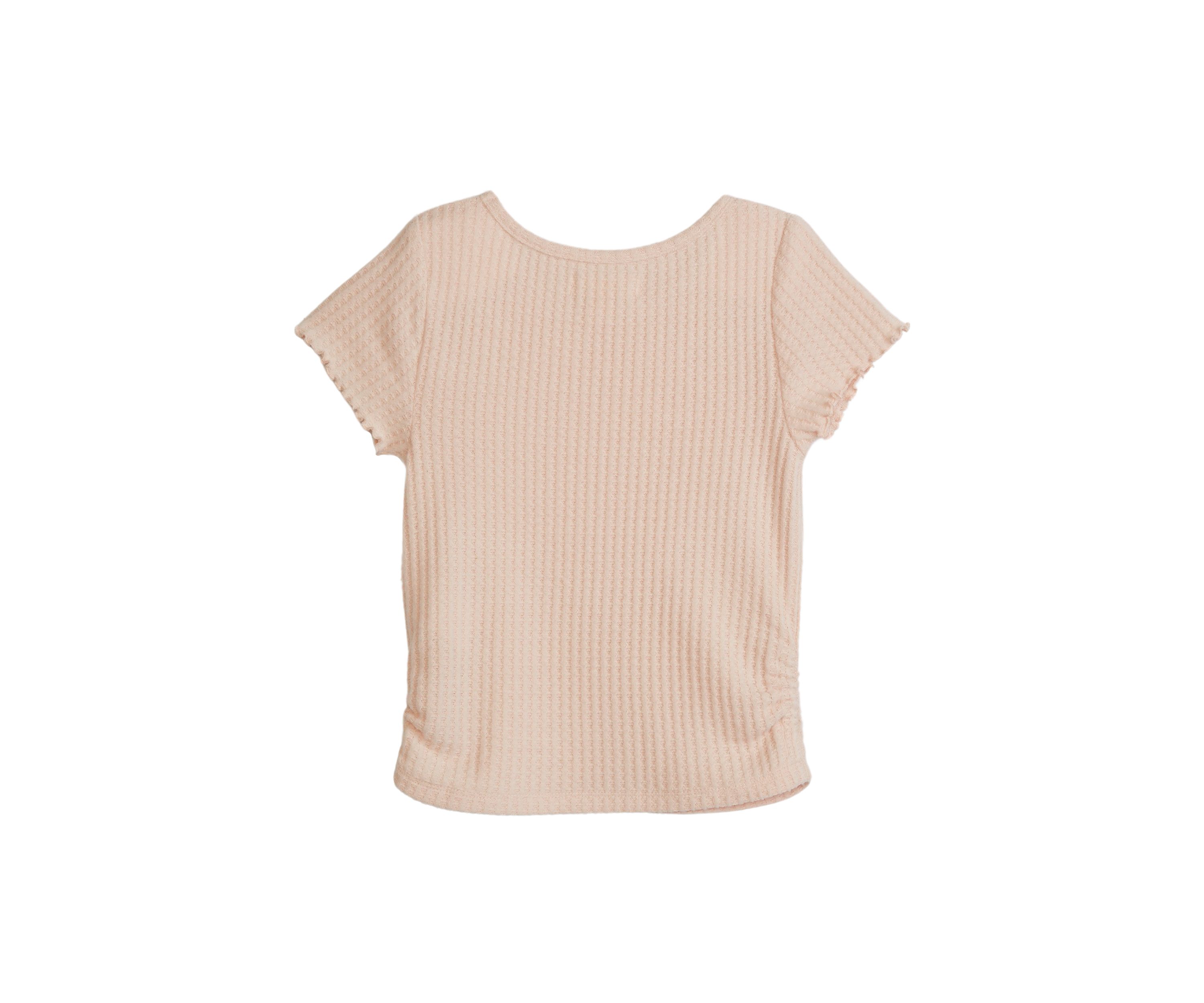 Girls 4-6x Short Sleeve Brushed Waffle Top 