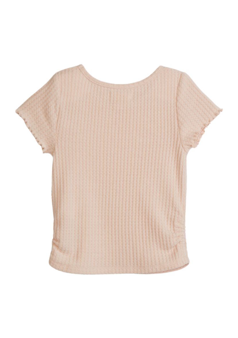 Girls 4-6x Short Sleeve Brushed Waffle Top 