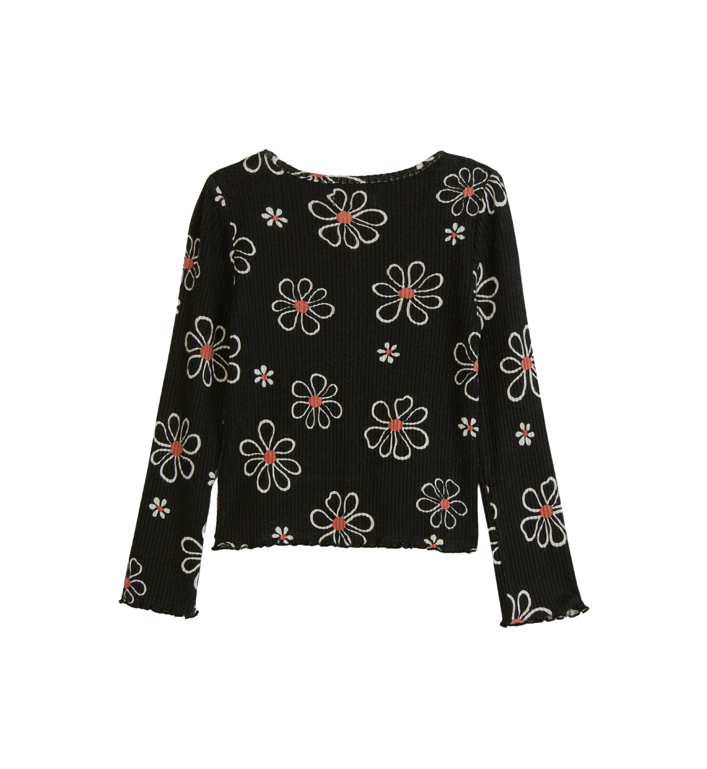 Girls 4-6x Button Front Brushed Ribbed Knit Top