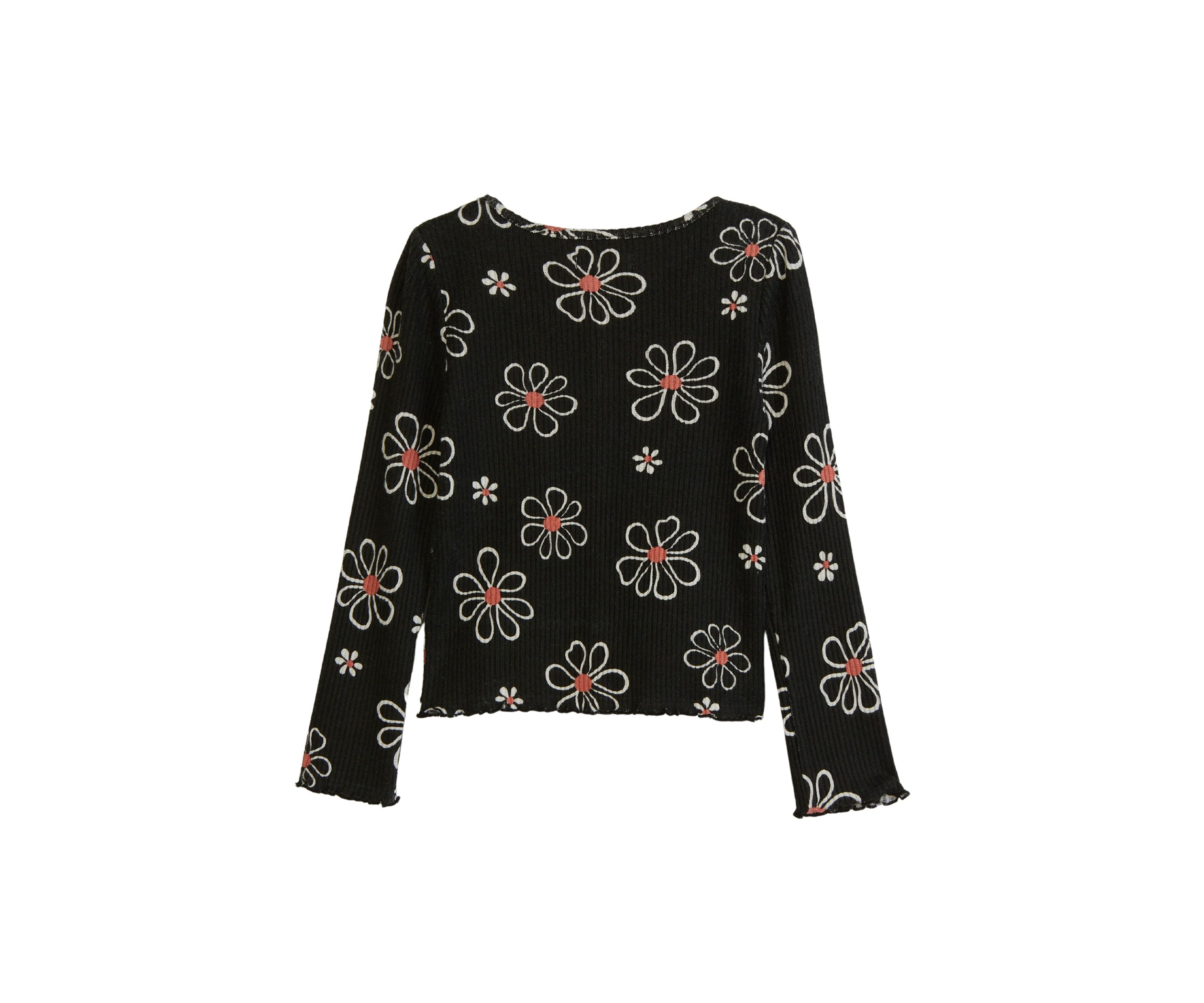 Girls 4-6x Button Front Brushed Ribbed Knit Top
