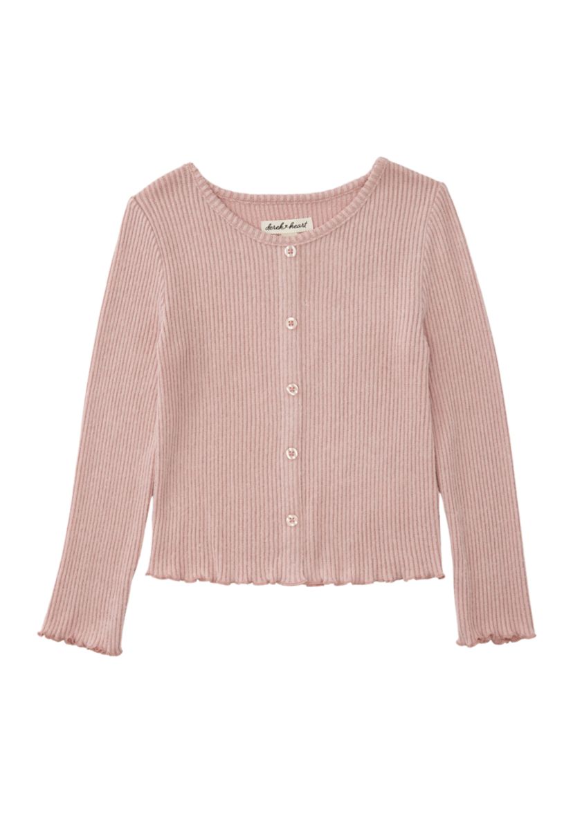 Girls 4-6x Button Front Brushed Ribbed Sweater 