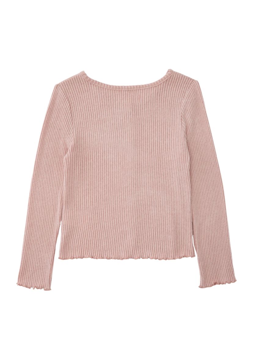 Girls 4-6x Button Front Brushed Ribbed Sweater 