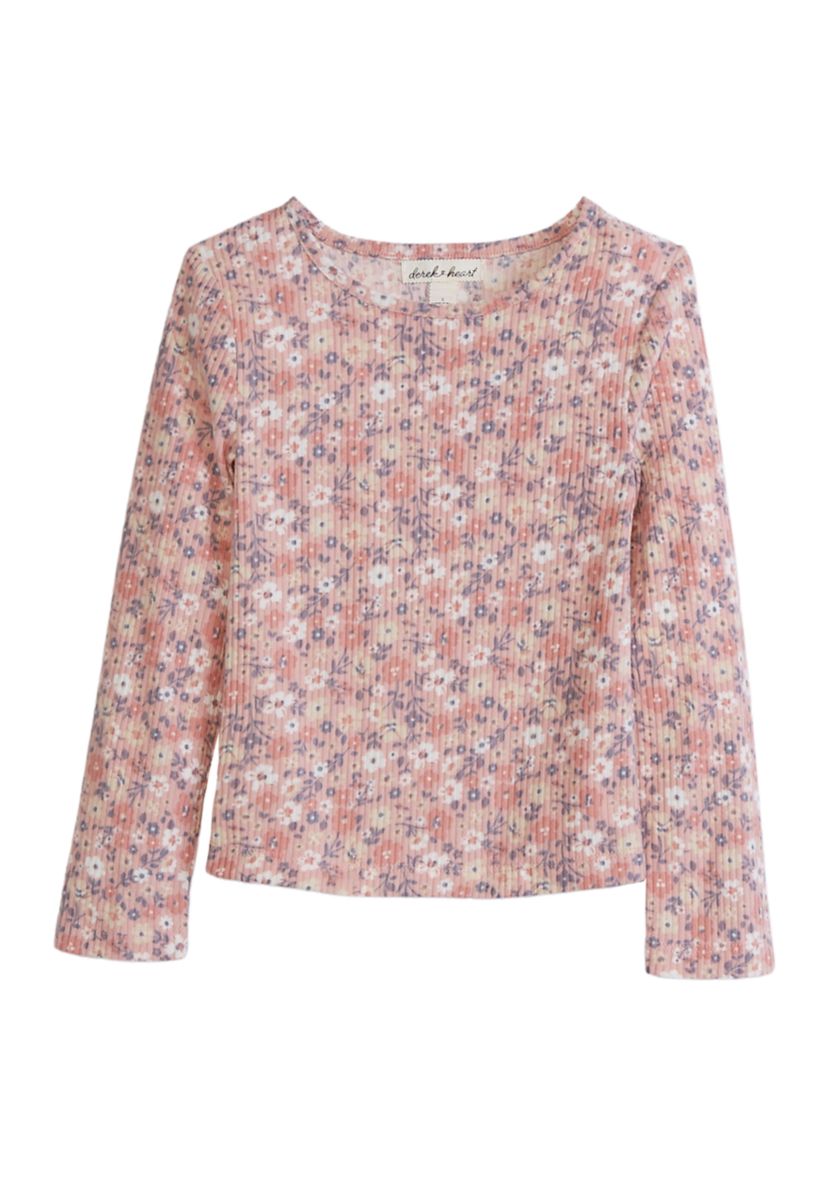 Girls 4-6x Floral Waffle Knit T-Shirt 