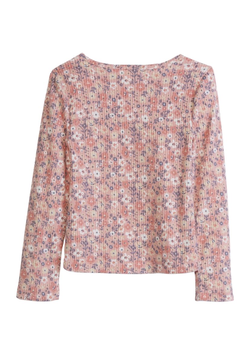 Girls 4-6x Floral Waffle Knit T-Shirt 