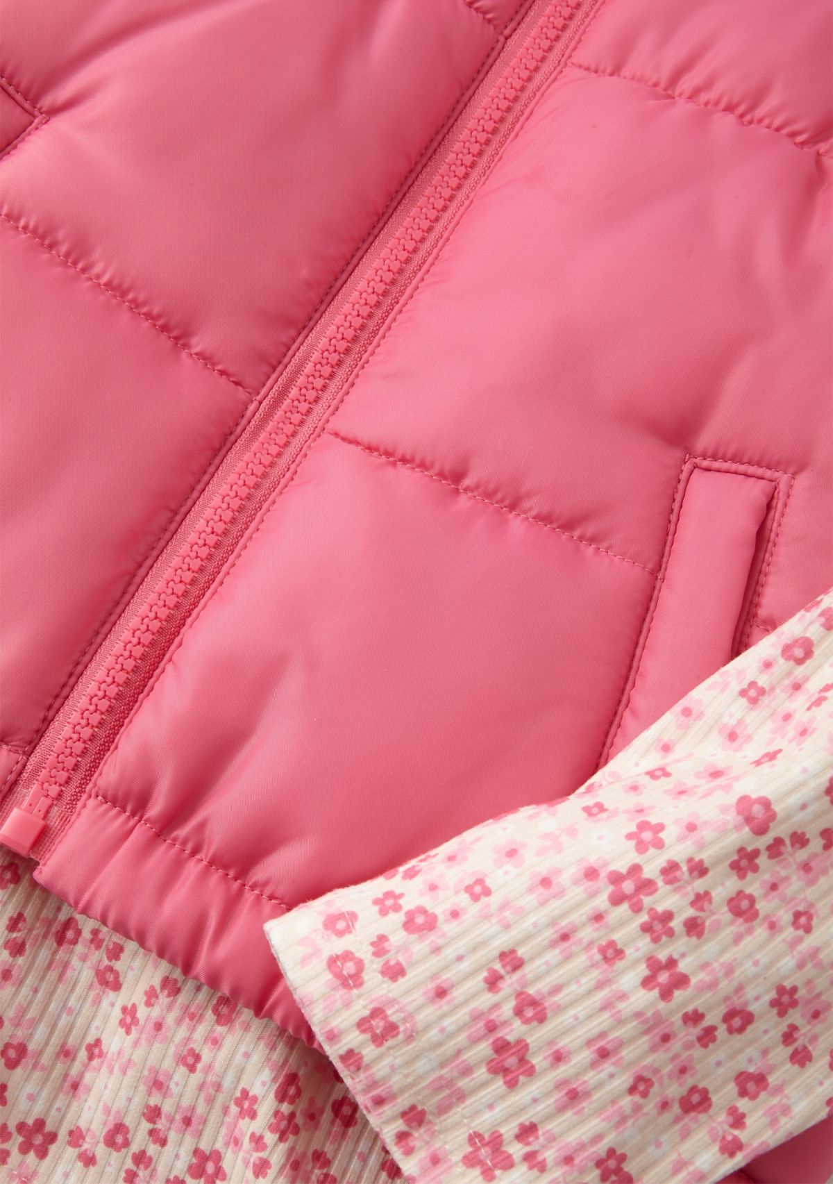 Girls 4-6x Solid Vest with Long Sleeve Printed Top