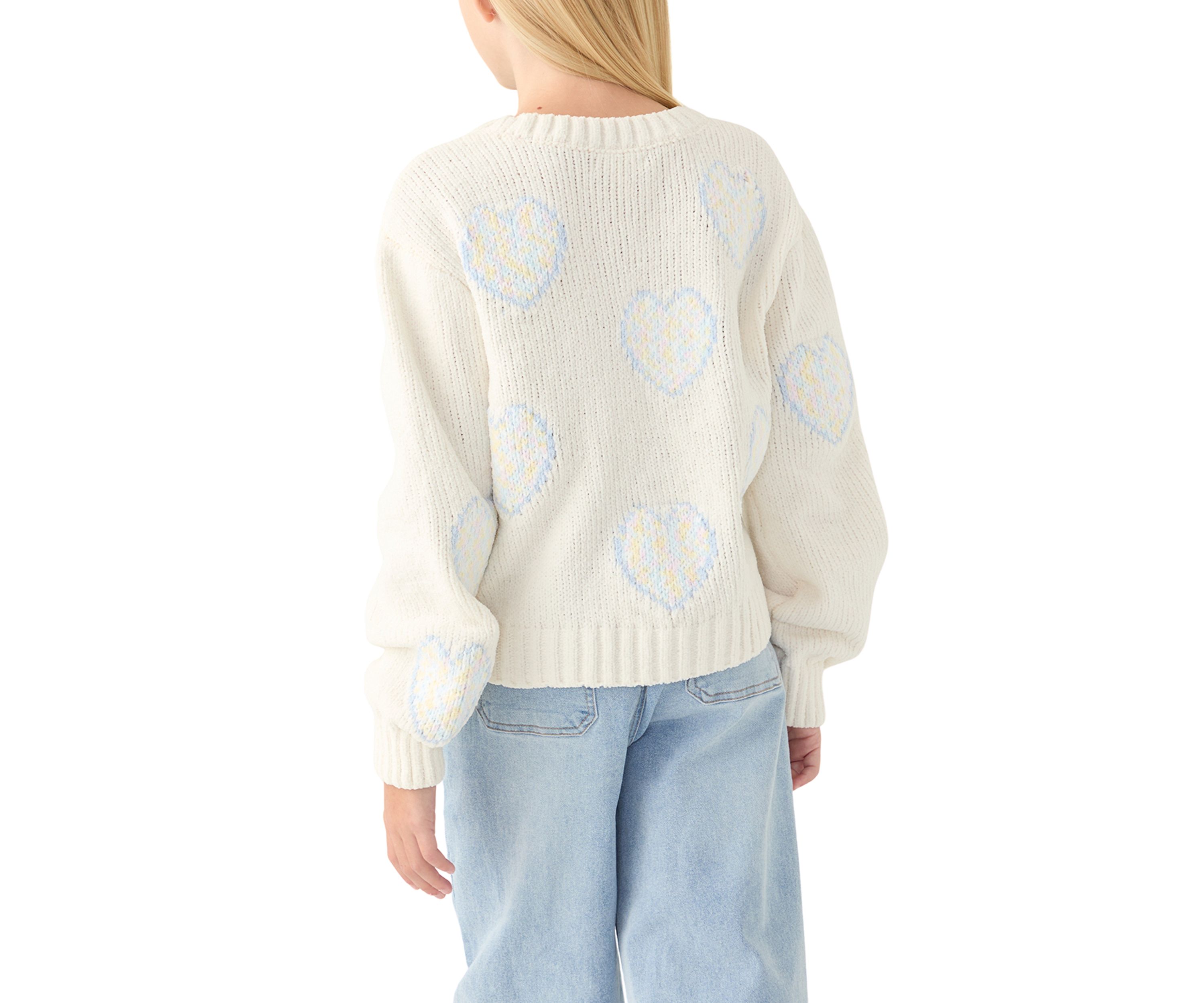 Girls 7-16 Ombré Flowers Crew Neck Sweater