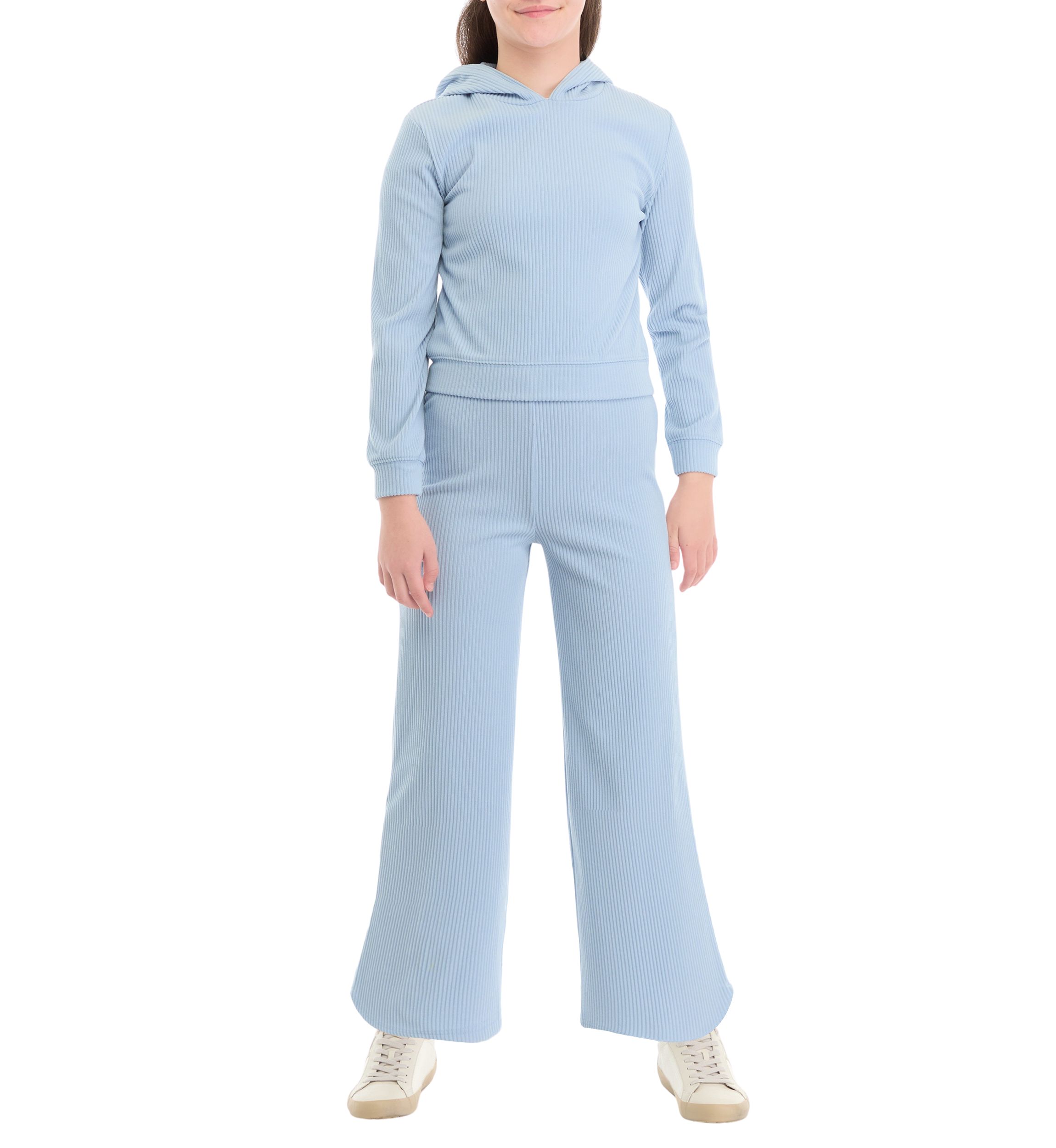 Girls 7-16 Ribbed Knit Hooded T-Shirt and Pants Set