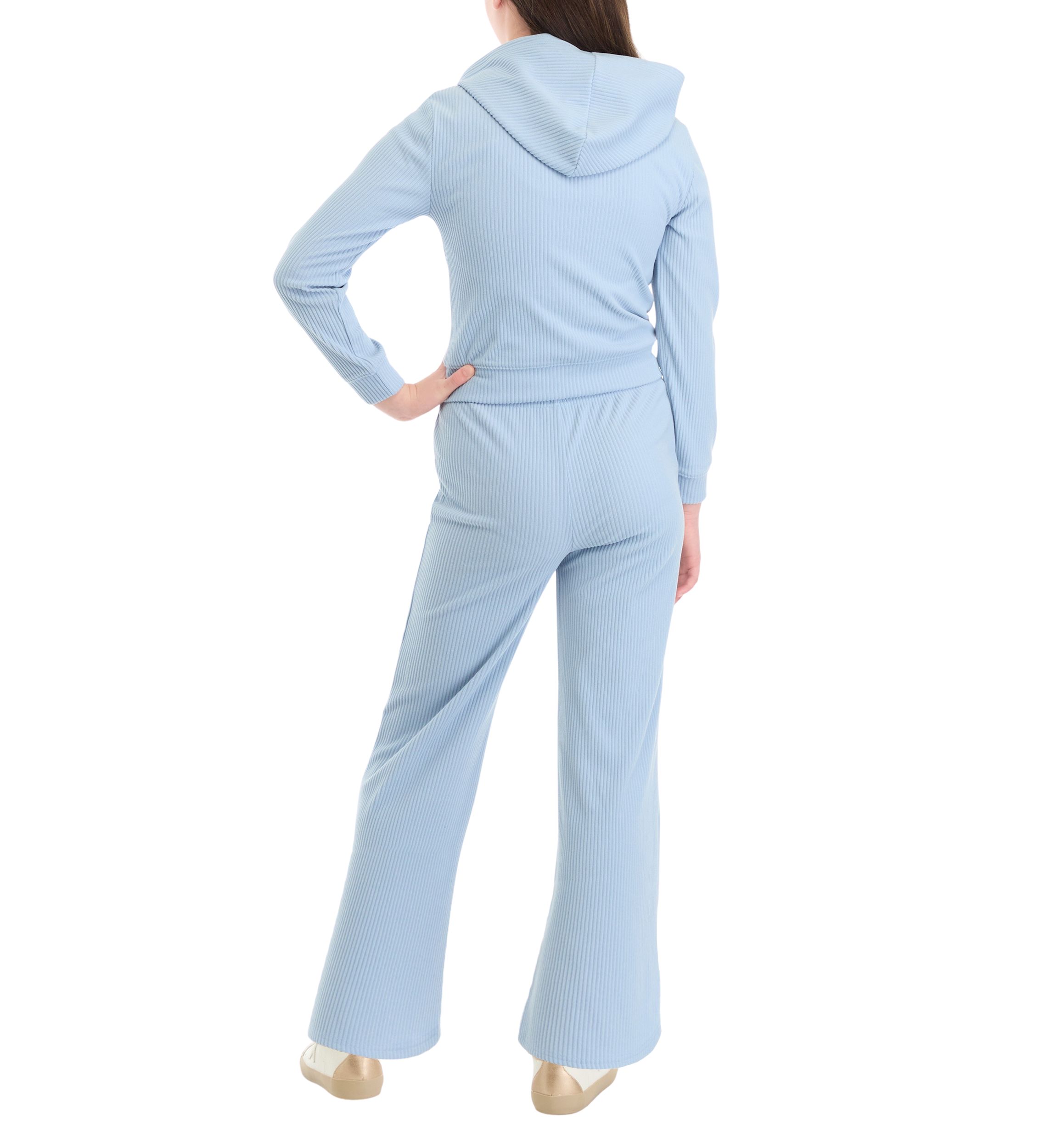 Girls 7-16 Ribbed Knit Hooded T-Shirt and Pants Set