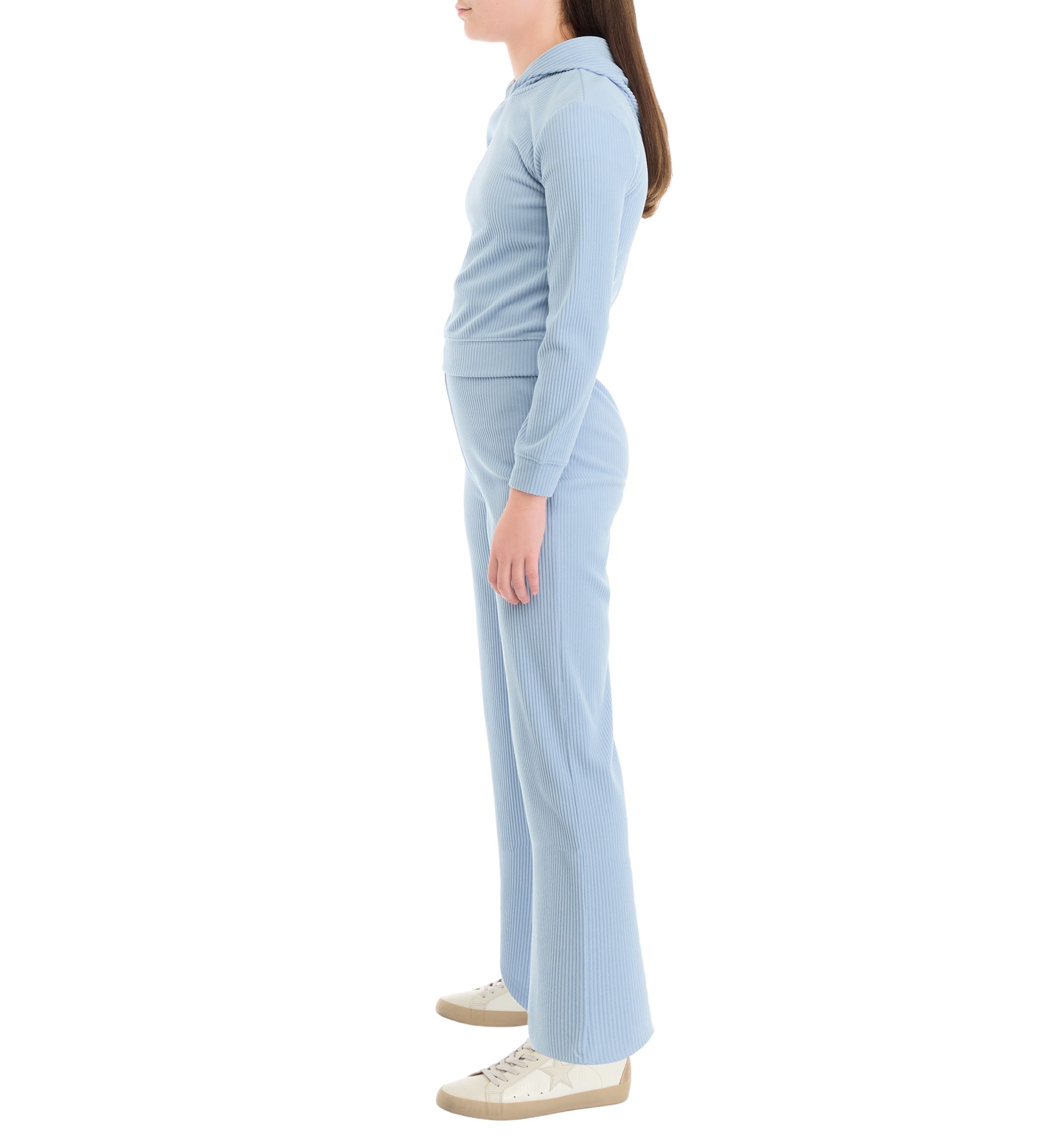 Girls 7-16 Ribbed Knit Hooded T-Shirt and Pants Set