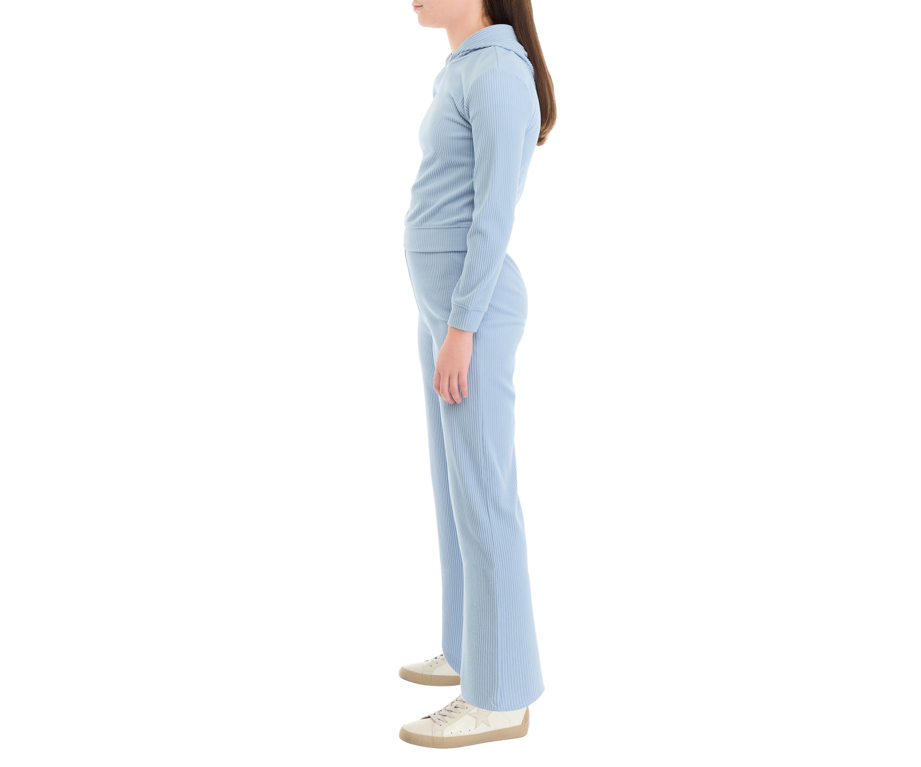 Girls 7-16 Ribbed Knit Hooded T-Shirt and Pants Set