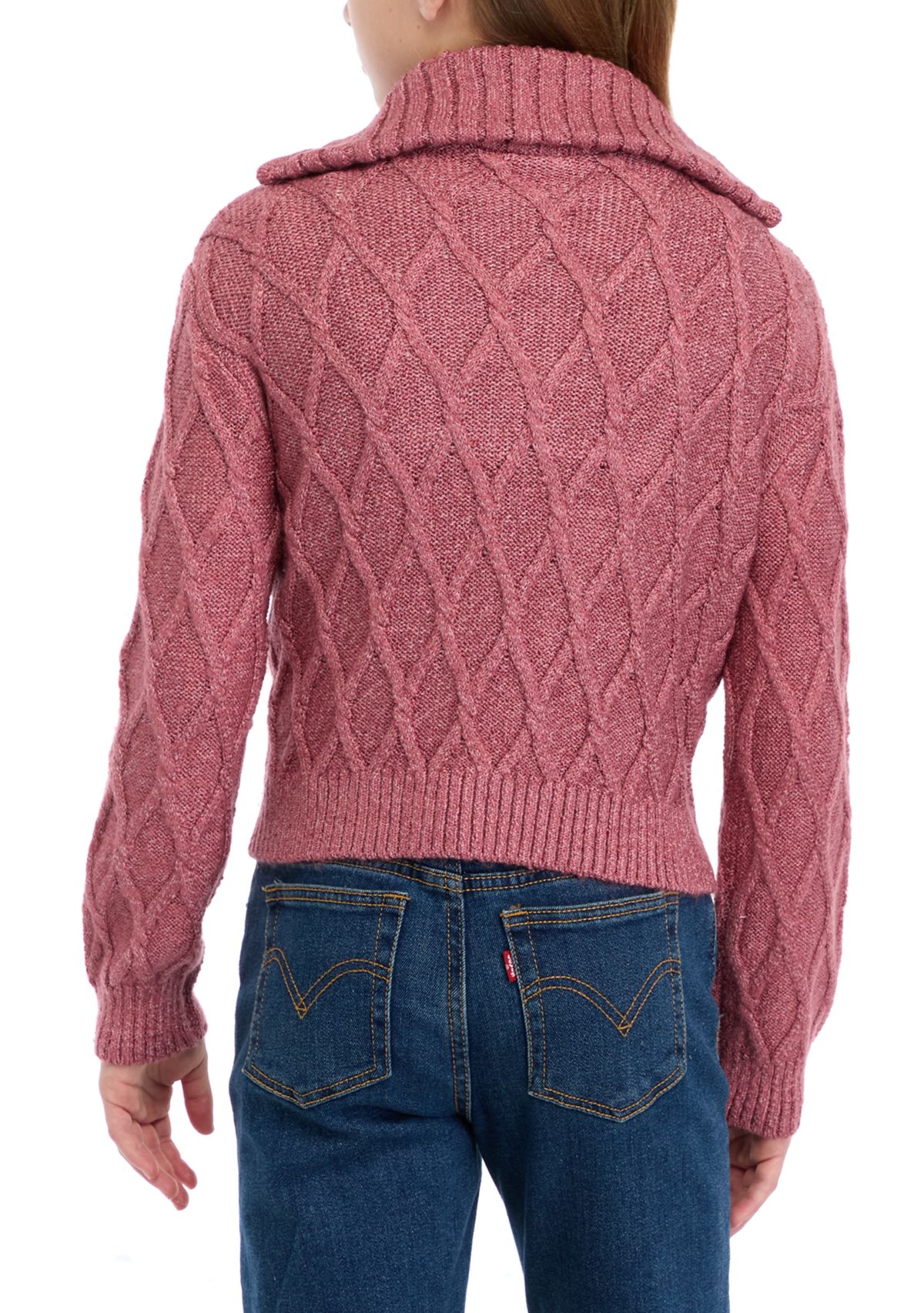 Girls 7-16 1/4 Zip Cable Knit Pullover