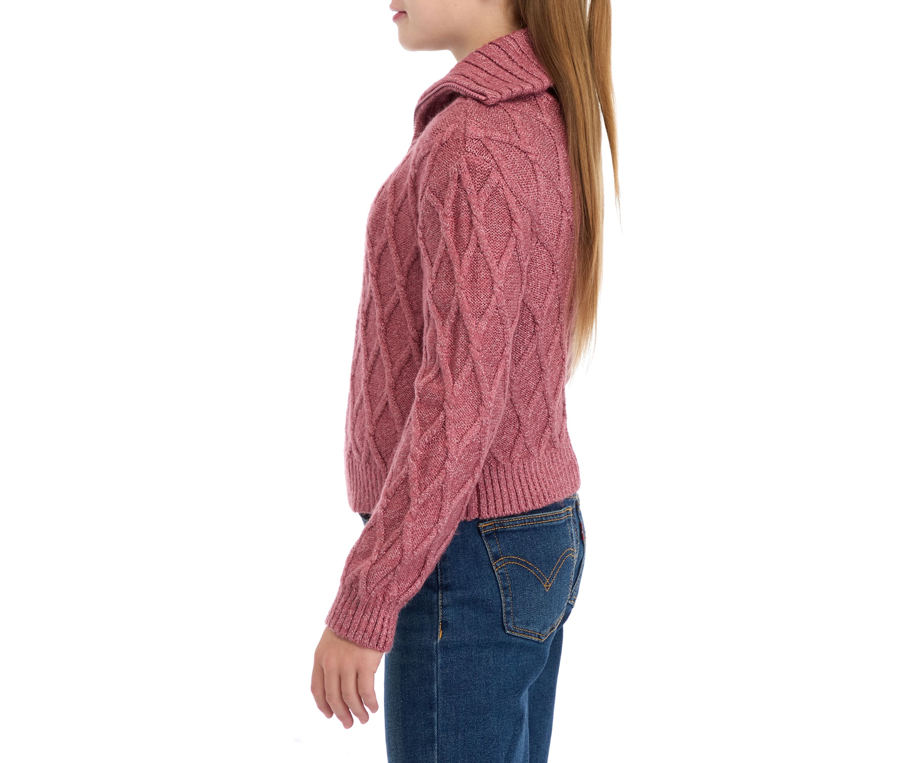Girls 7-16 1/4 Zip Cable Knit Pullover