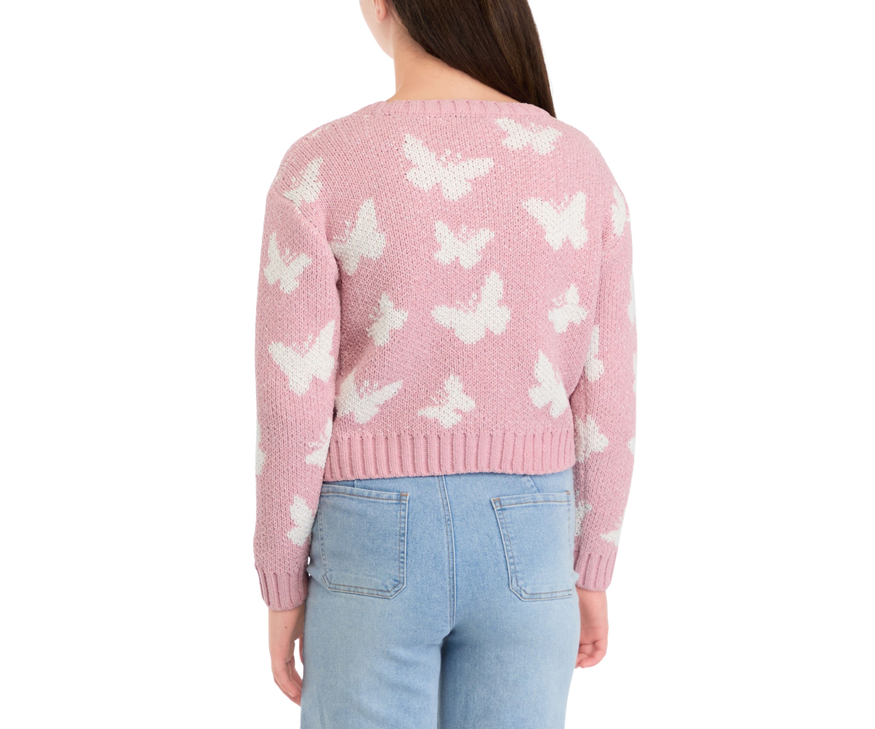 Girls 7-16 Butterfly Printed Sweater