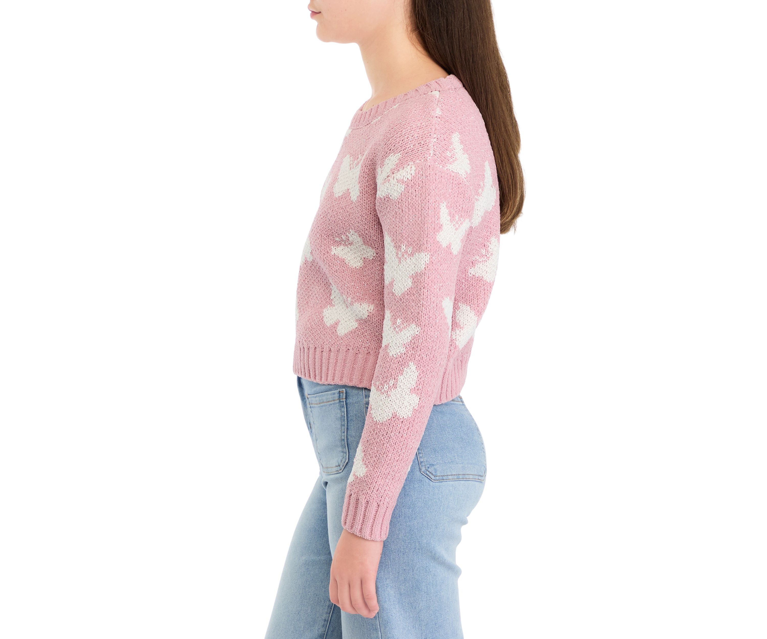 Girls 7-16 Butterfly Printed Sweater