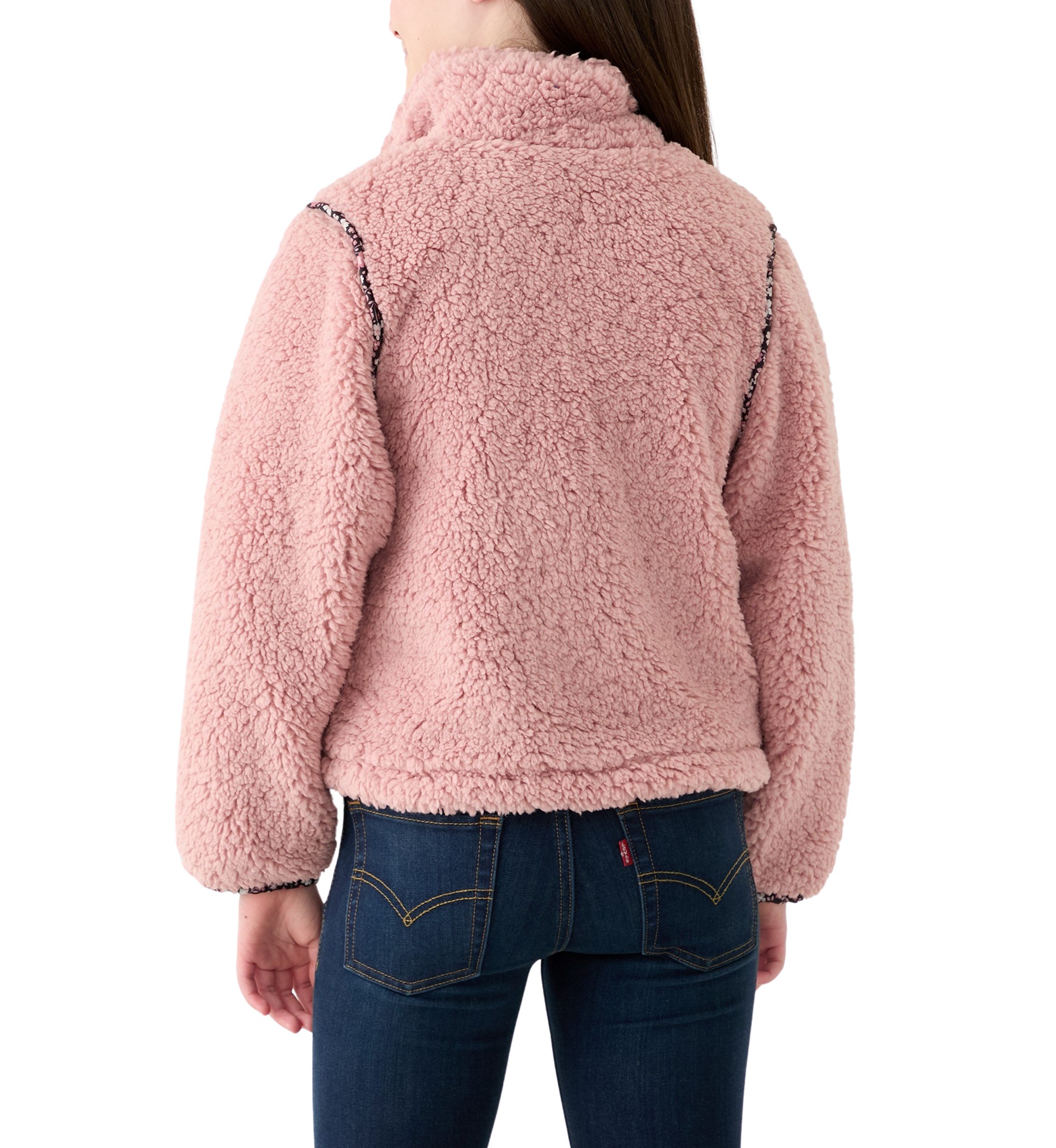 Girls 7-16 Sherpa Jacket with Printed Pockets