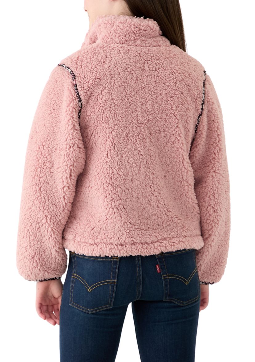Girls 7-16 Sherpa Jacket with Printed Pockets