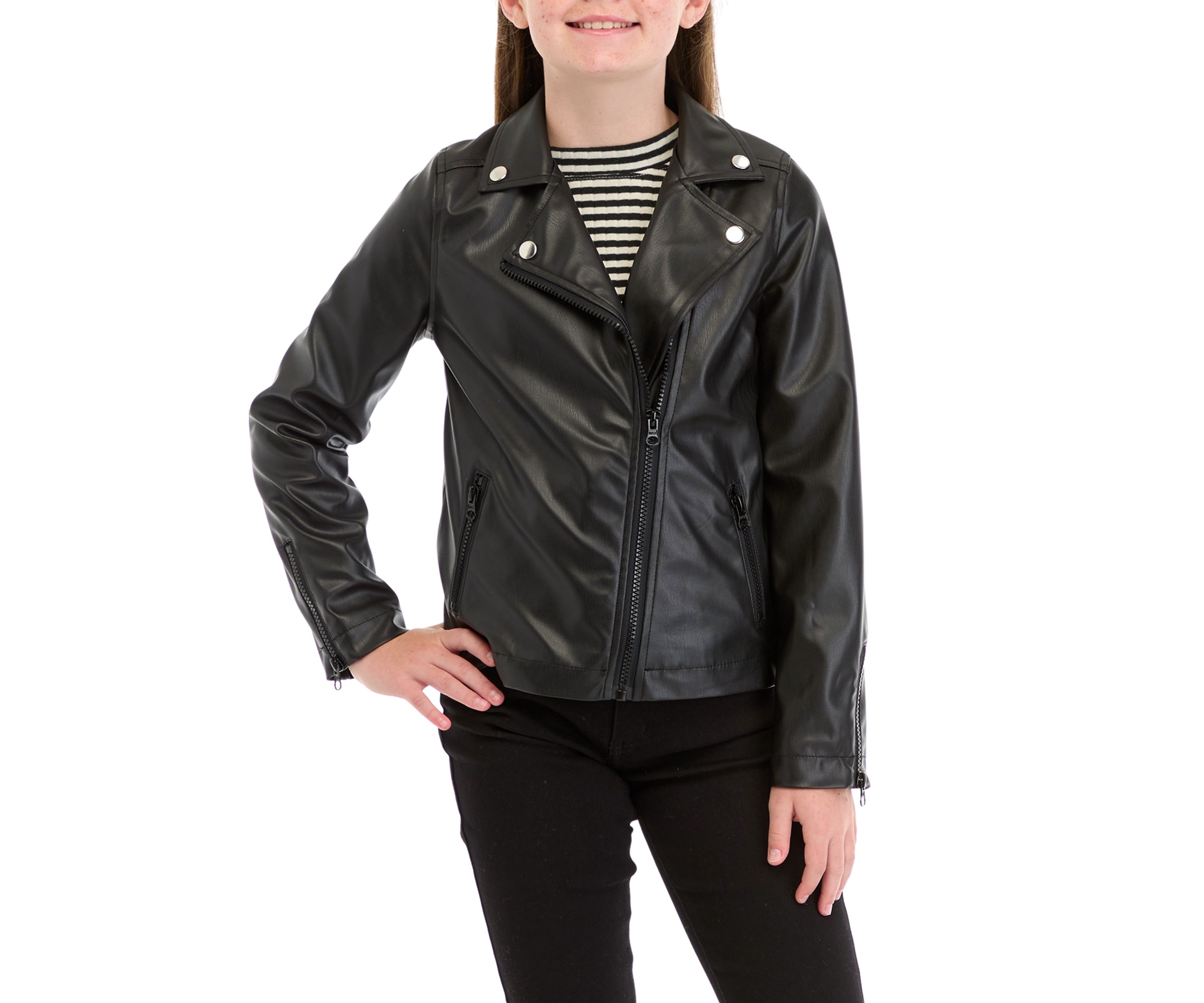 Girls 7-16 Pleather Moto Jacket 