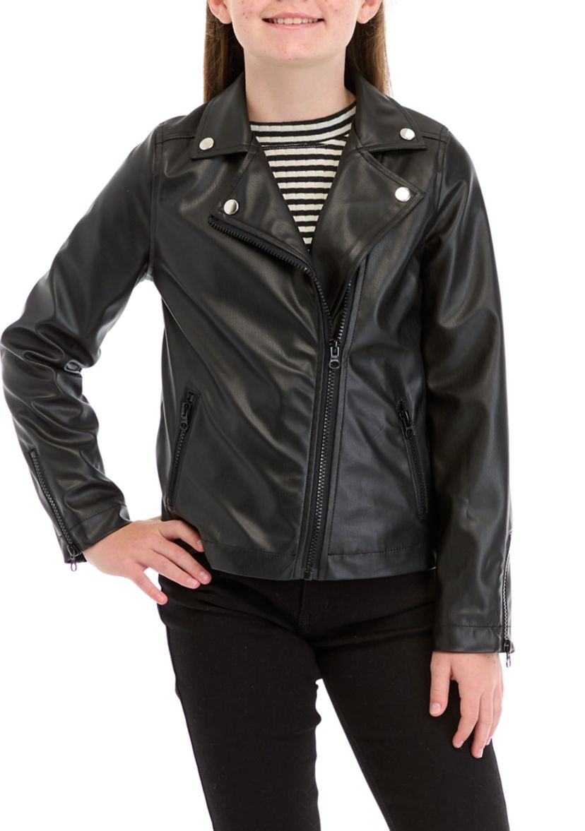 Girls 7-16 Pleather Moto Jacket 