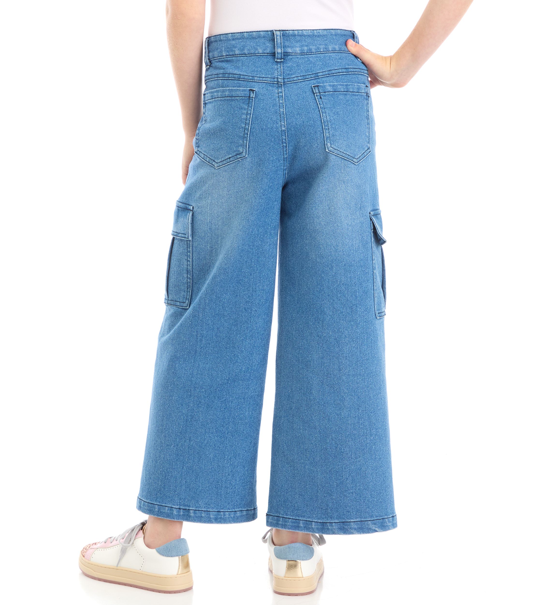 Girls 7-16 Wide Leg Denim Cargo Jeans