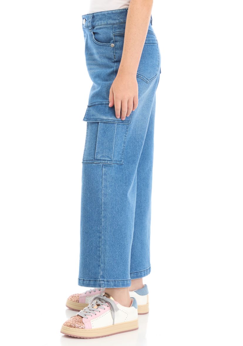 Girls 7-16 Wide Leg Denim Cargo Jeans