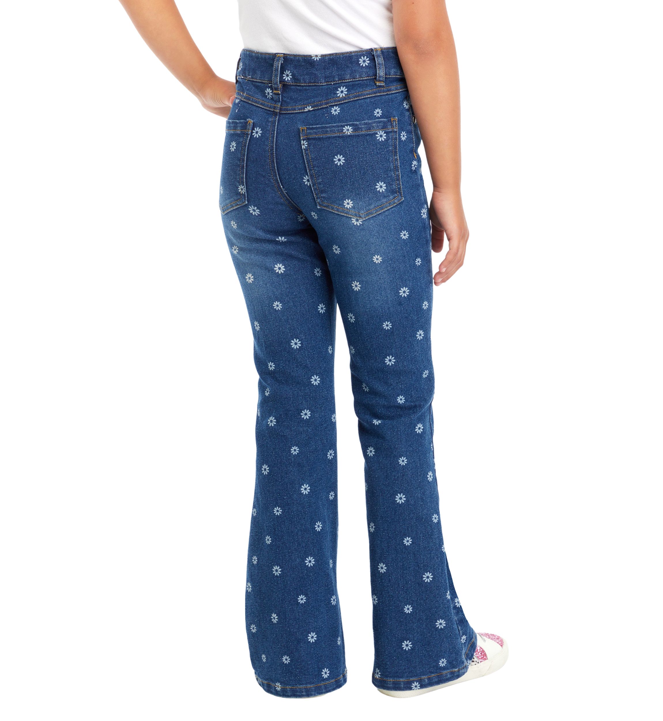 Girls 7-16 Denim Flare Jeans with Daisy Print