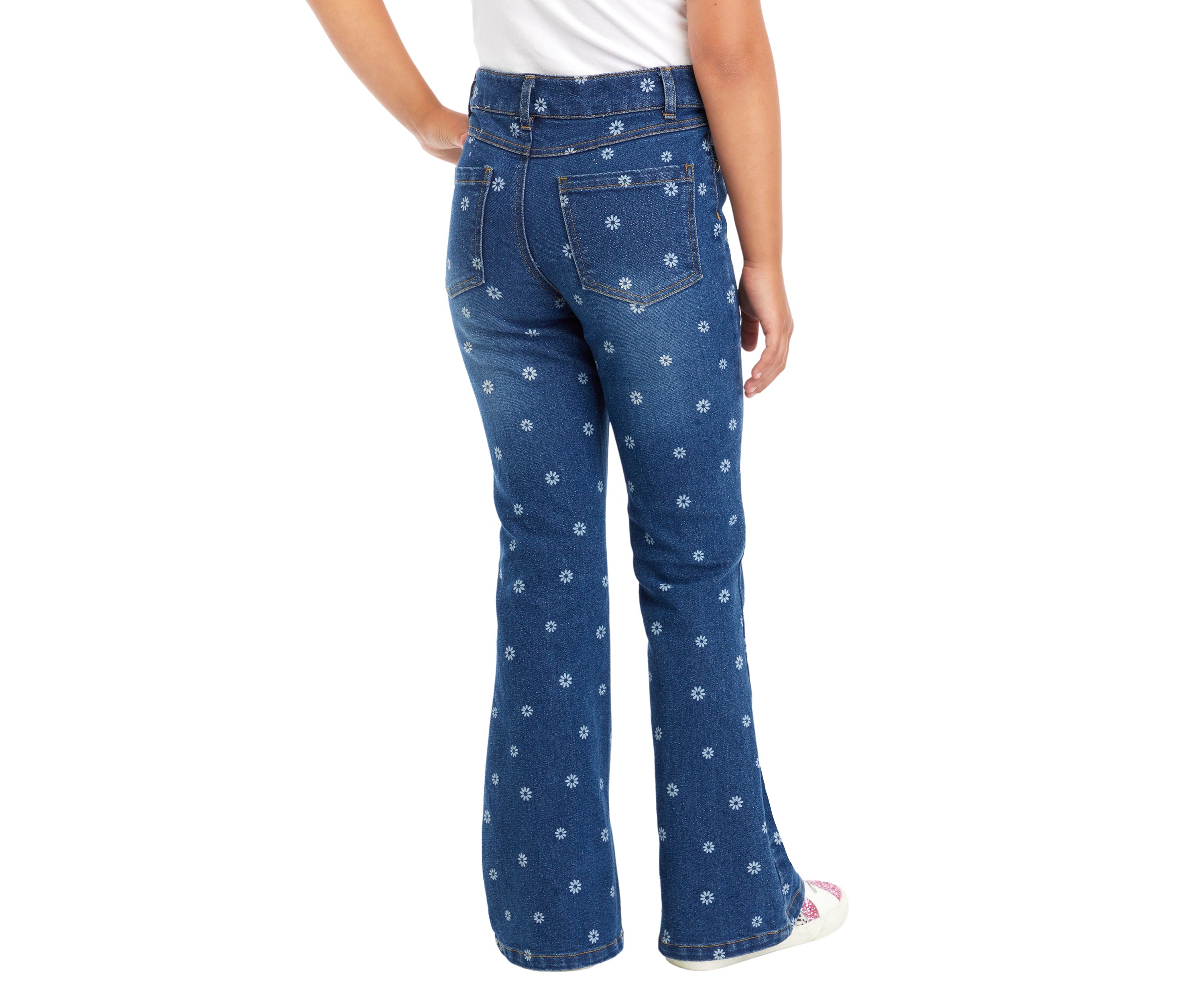 Girls 7-16 Denim Flare Jeans with Daisy Print