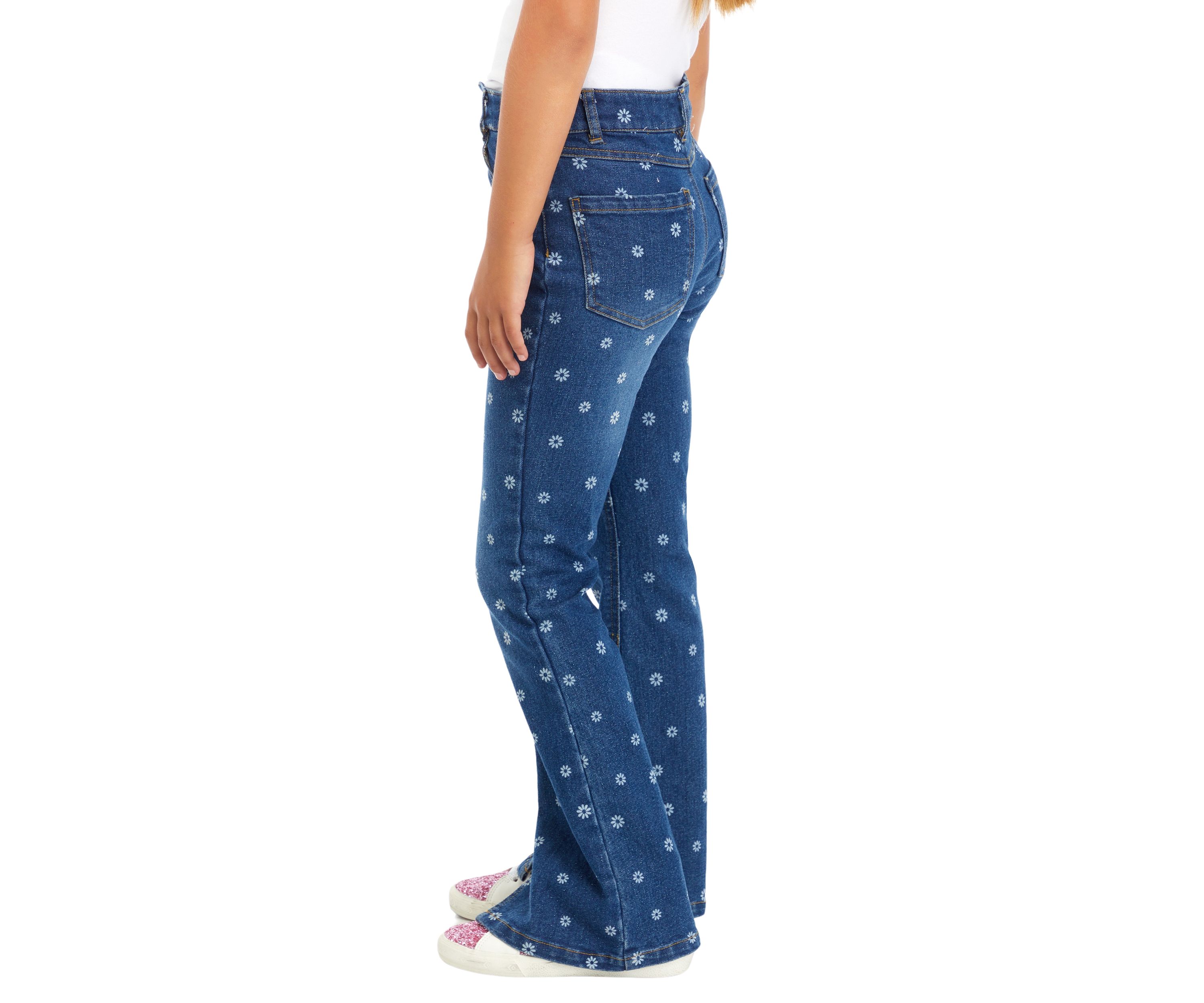 Girls 7-16 Denim Flare Jeans with Daisy Print
