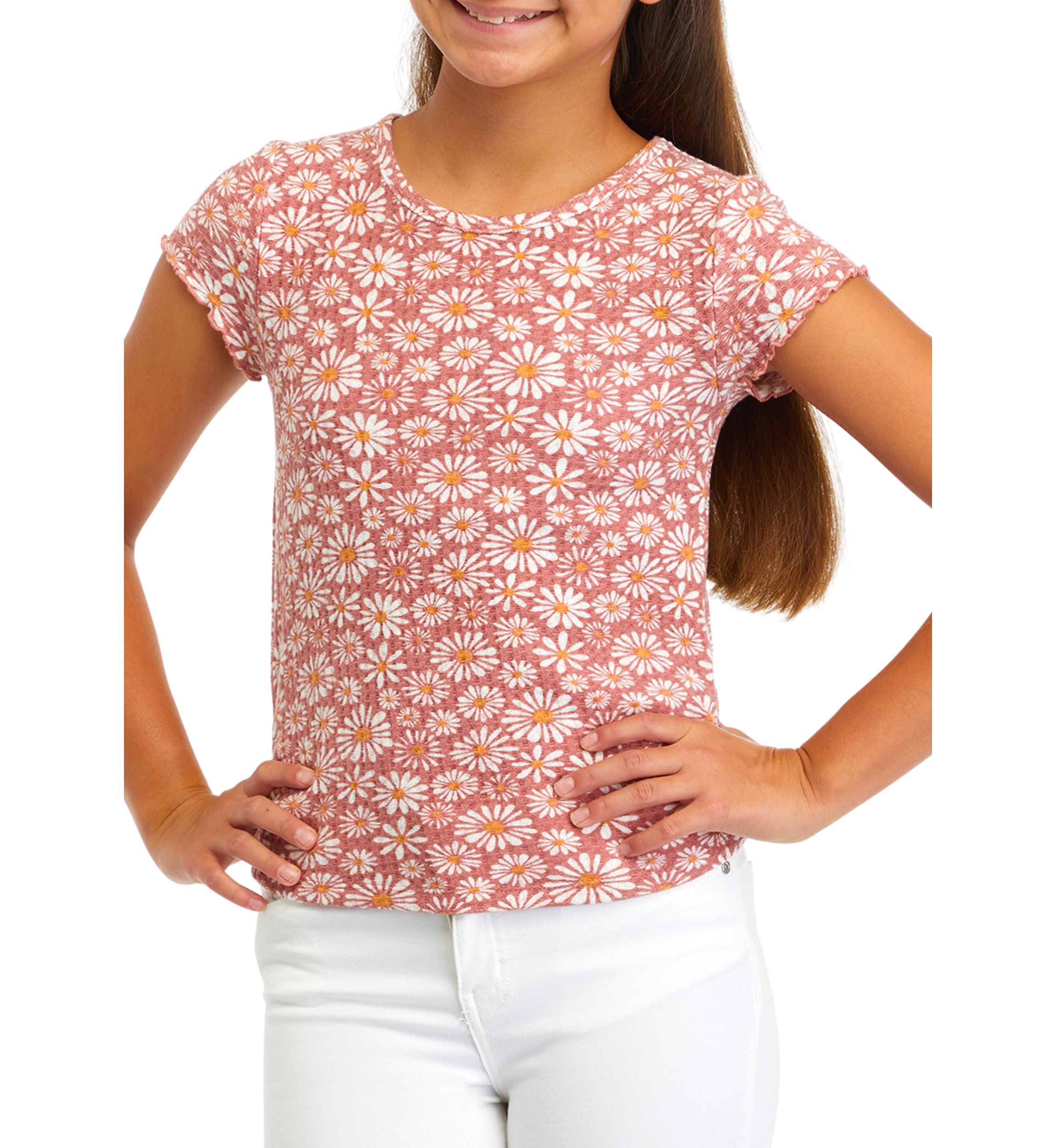 Girls 7-16 Brushed Waffle Short Sleeve Top