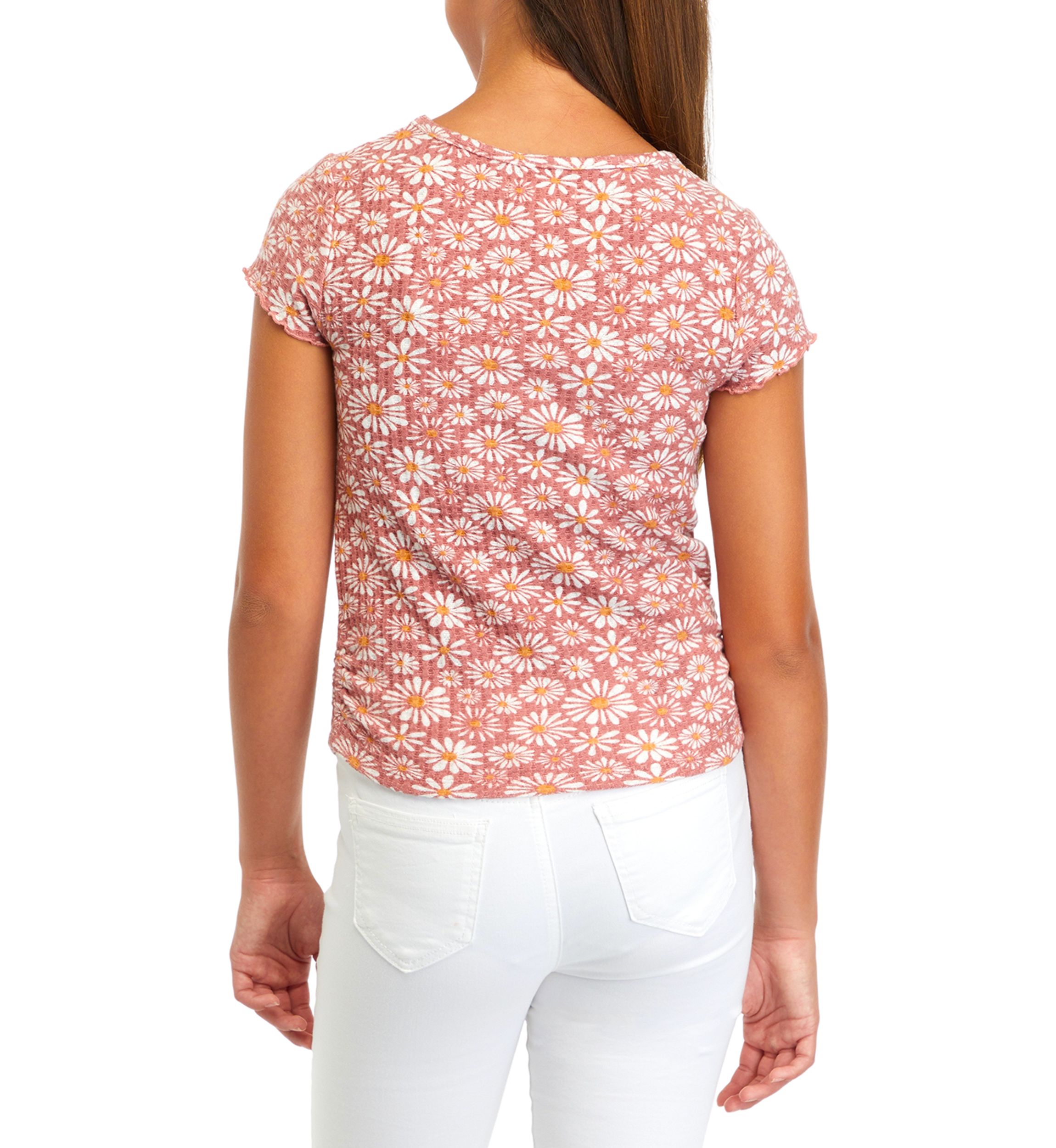 Girls 7-16 Brushed Waffle Short Sleeve Top
