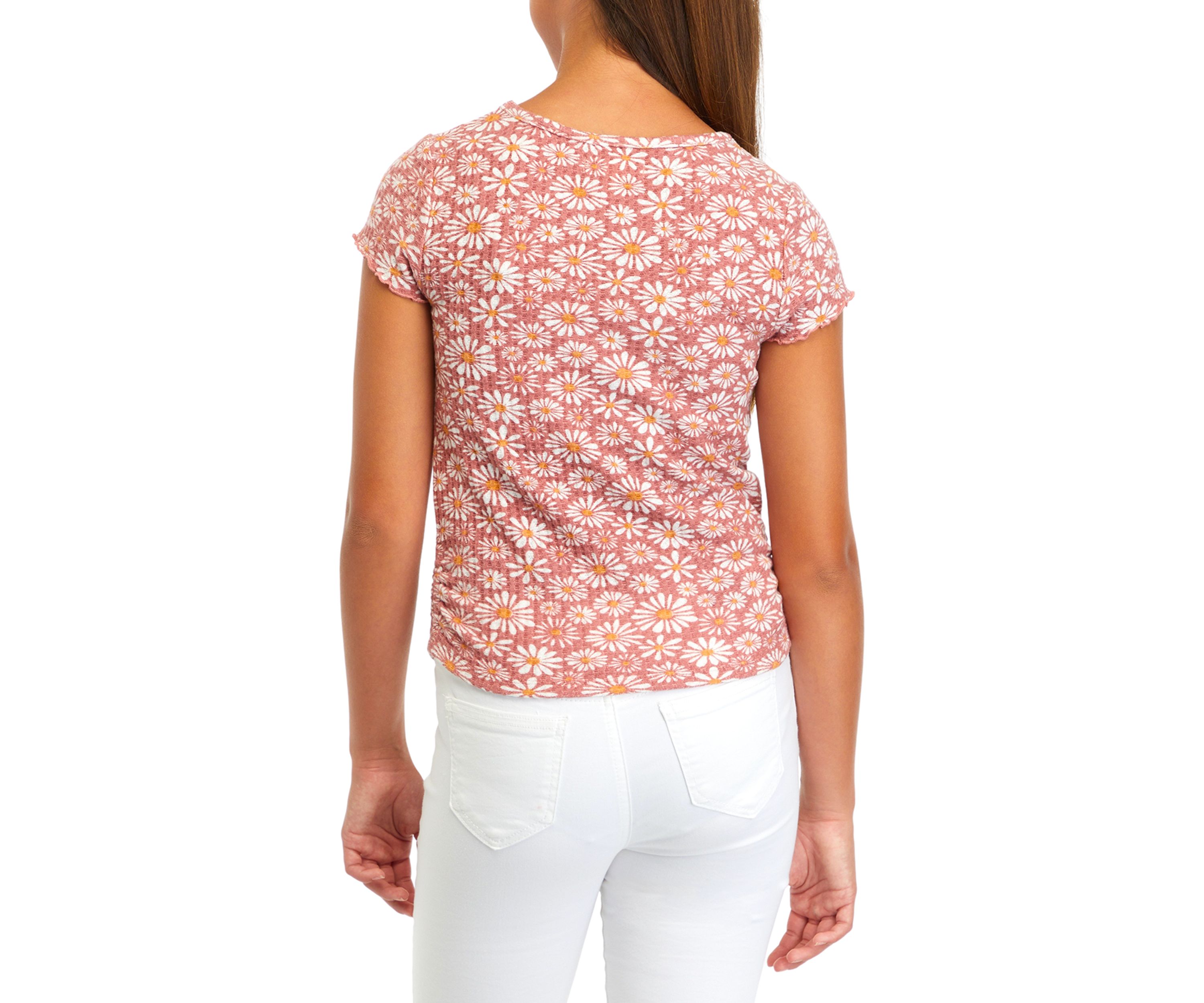 Girls 7-16 Brushed Waffle Short Sleeve Top
