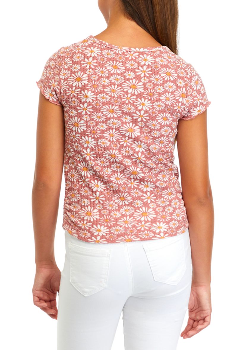 Girls 7-16 Brushed Waffle Short Sleeve Top