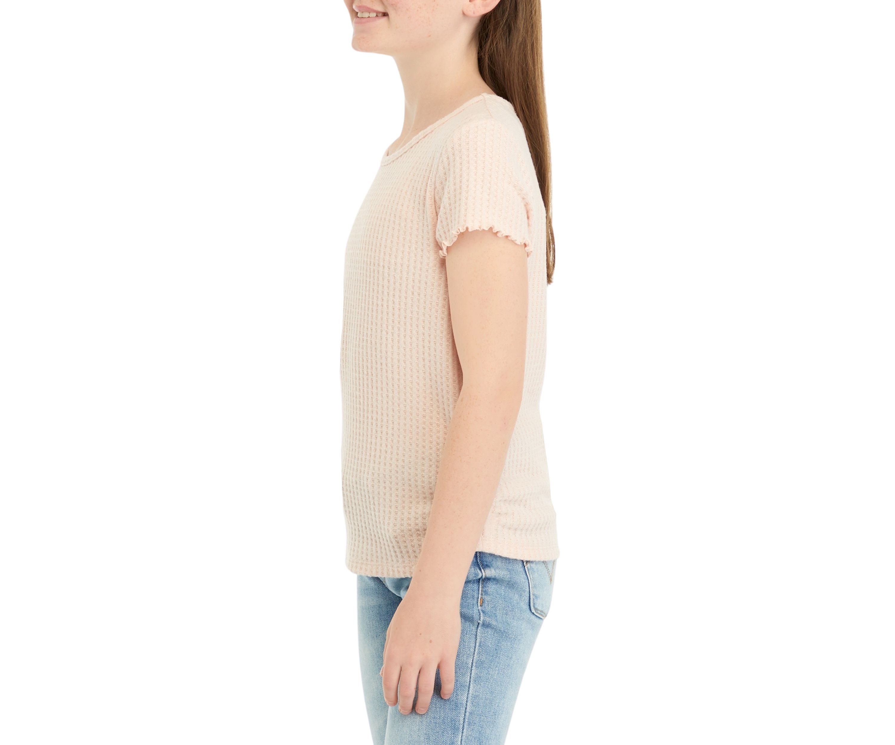 Girls 7-16 Solid Waffle Knit Top